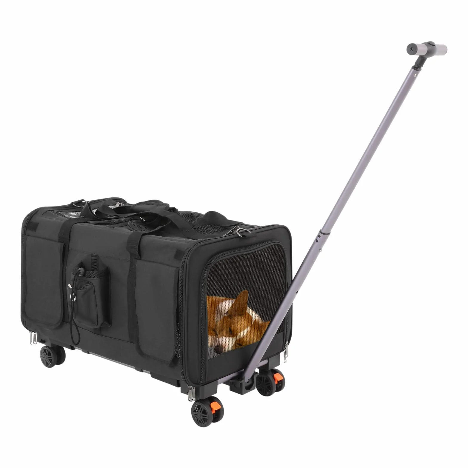 Sac de transport pour chat avec roulettes pliable 17,5 kg noir