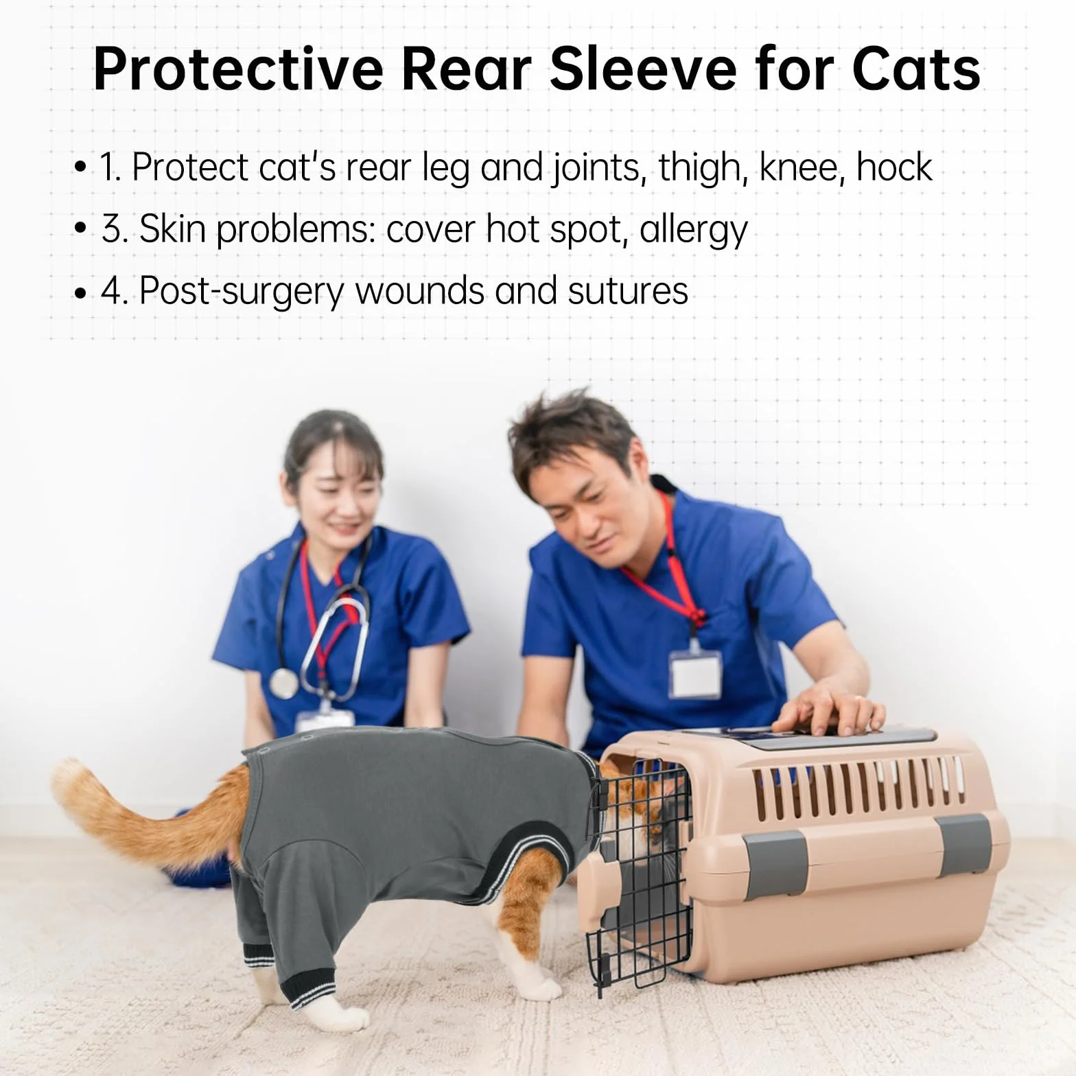Combinaison Post-Opératoire Femelle Anti-Léchage pour Chat Gris Taille S