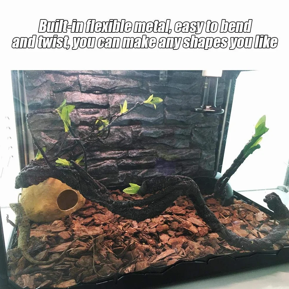 Vignes de Reptiles Grimpeur Artificiel Jungle Forest Bend Habitat pour Animaux de Compagnie Décor pour Serpents Grenouilles lézards(S)