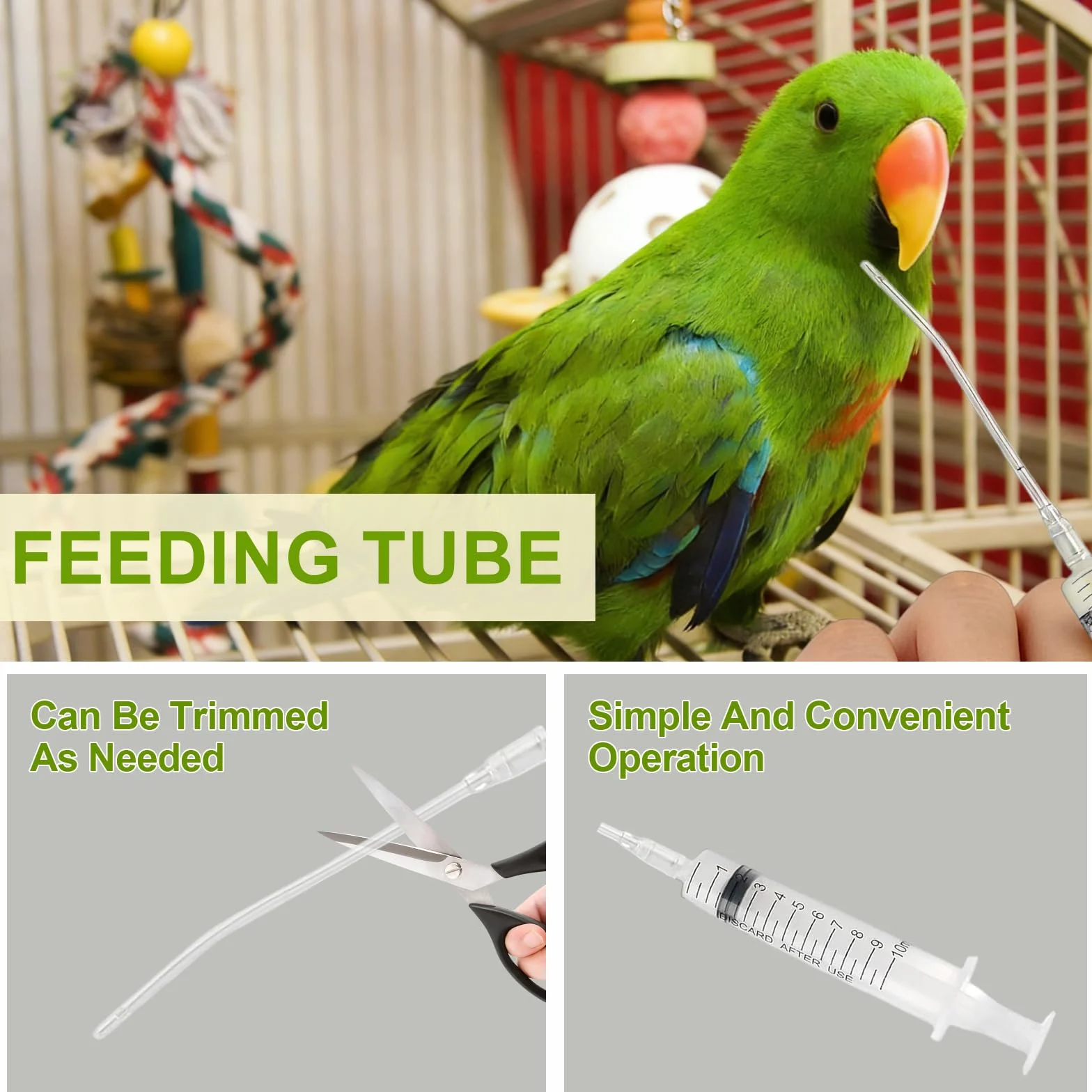 Seringues 5 ml avec Tube et Aiguille pour Alimentation Perroquets Pigeons Lapins Rongeurs Oiseaux