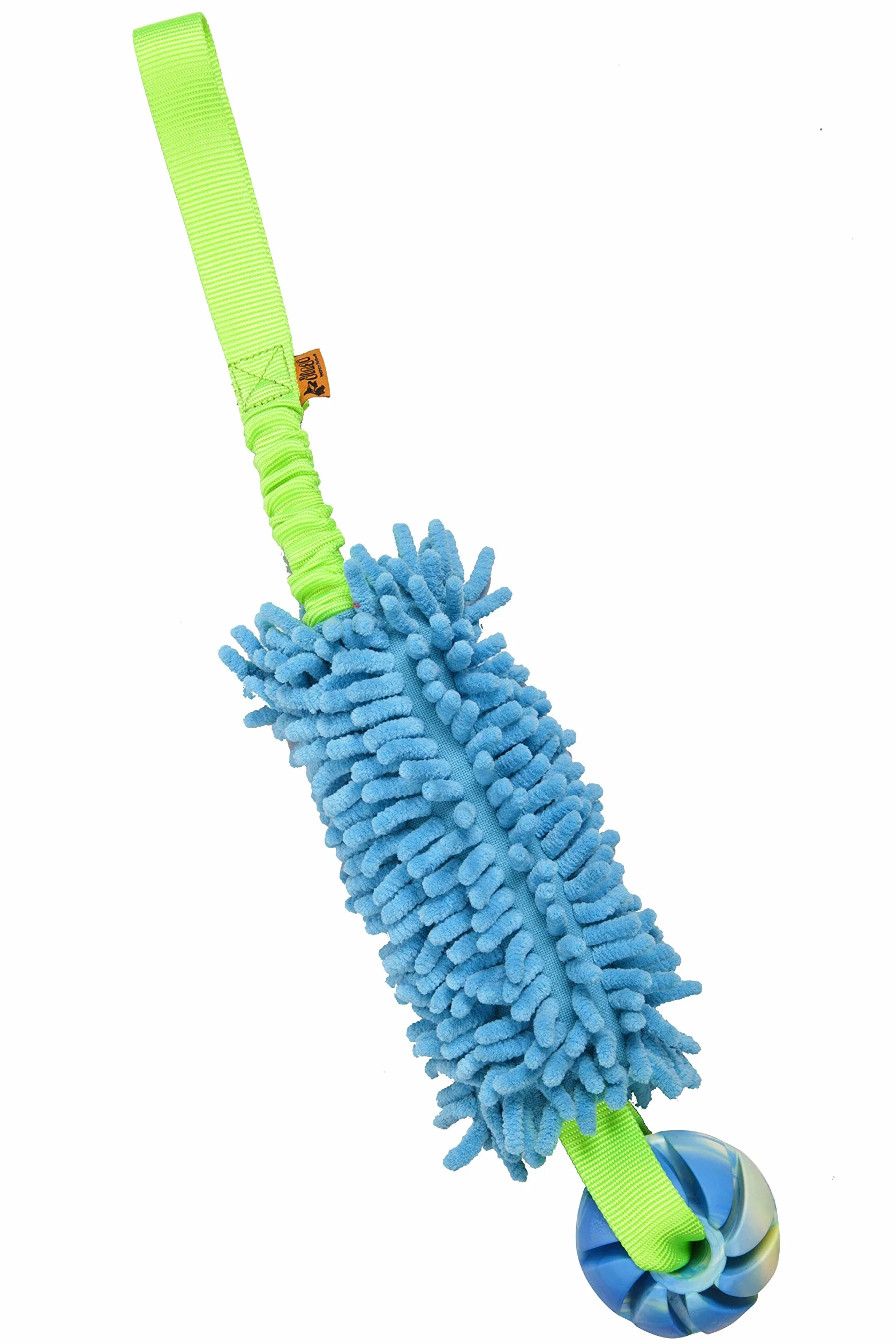 Dingo Jouet de Tug Flottant avec Balle Aromatisée Poignée Bungee Microfibre Bleu