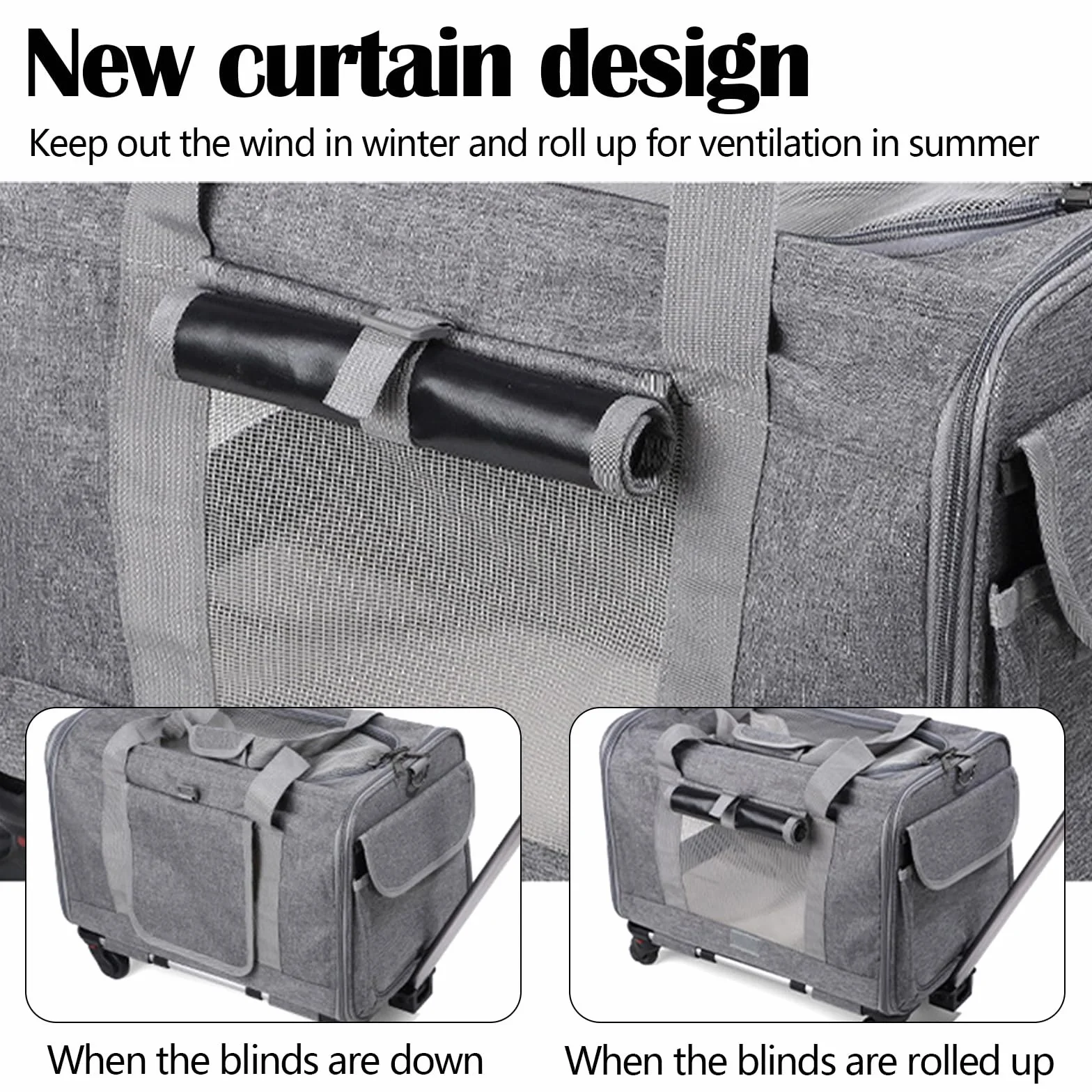 Sac de transport pour chats et chiens 48 x 40 x 32 cm poignée télescopique pliable jusqu'à 13,5 kg avec roues