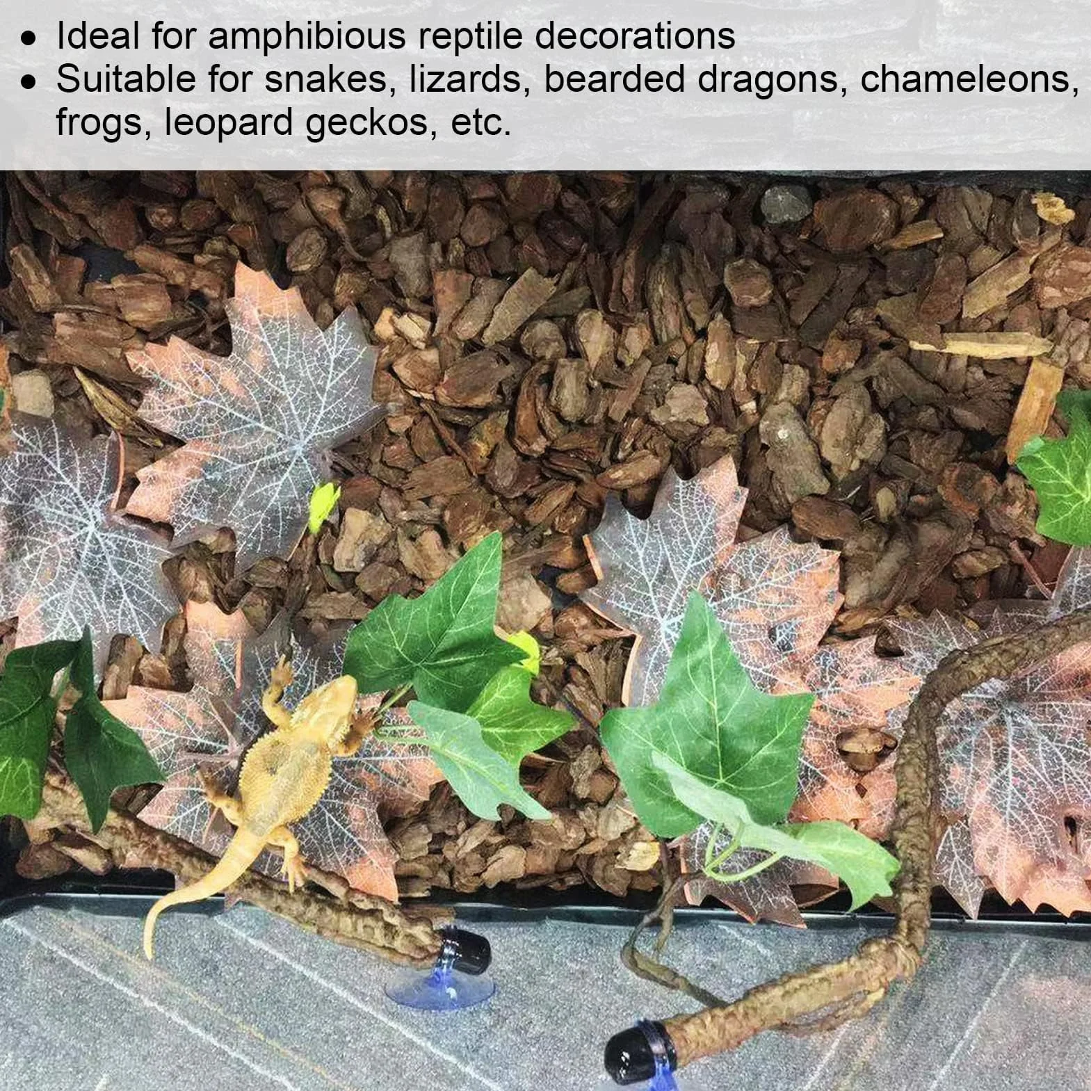 Branches d'angle Reptile Vigne Artificielle Plastique Ventouses Décoration Plante Escalade Serpent Lézard Amphibien