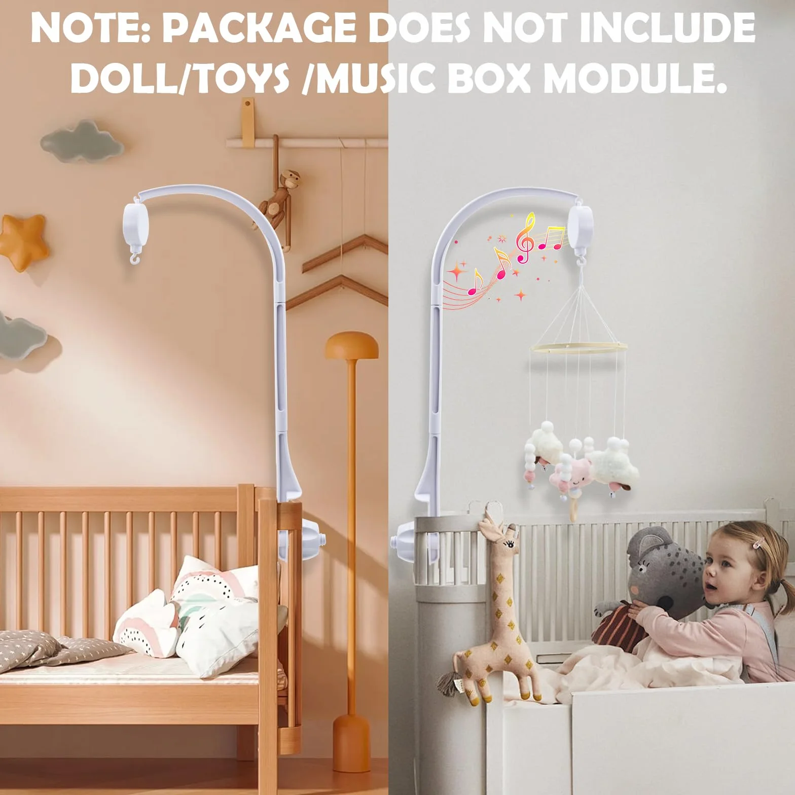 Support Mobile Bebe, Bras Mobile Bebe, Potence de Bras pour Berceau, Réglable, Jouet Nouveau-né 0-12 Mois