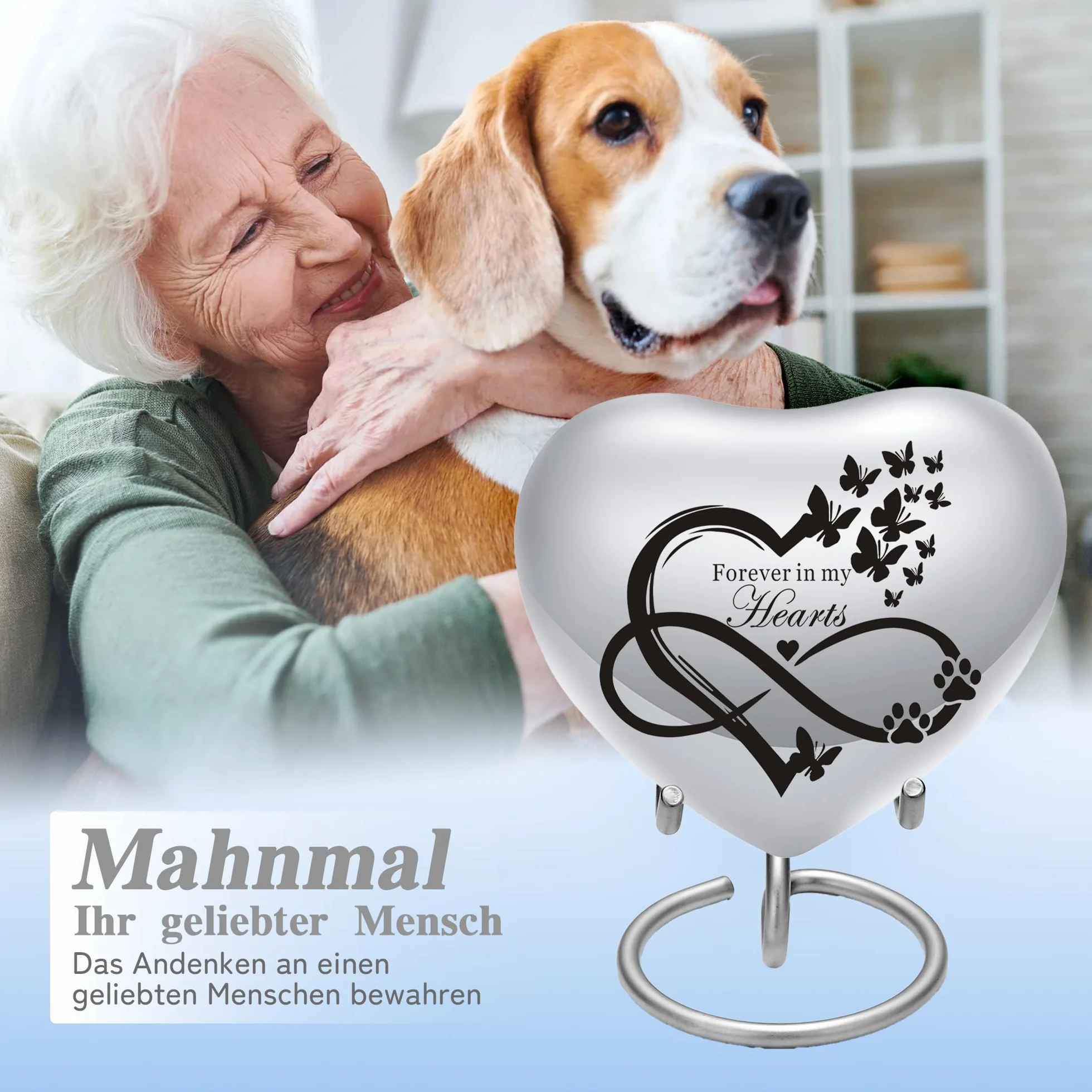 Urne en forme de cœur pour cendres humaines et animaux - Mini urne funéraire commémorative pour chat et chien