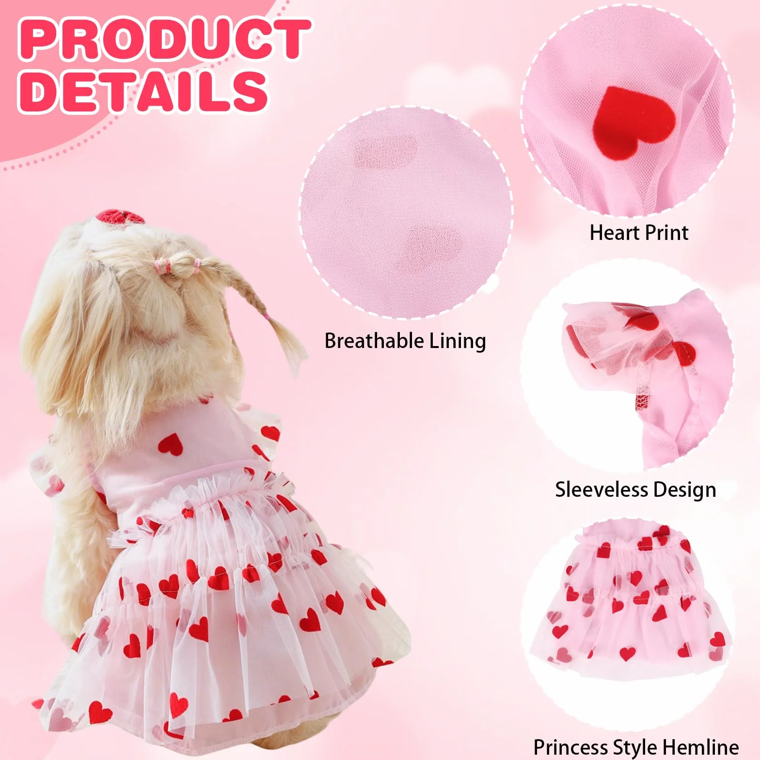 Robe Mignonne pour Chien Motif Princesse Tulle Respirante Petite et Moyenne Taille Yorkshire Chihuahua