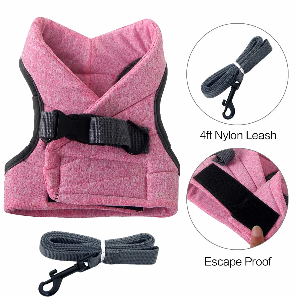 Harnais pour Chat Ultra-Léger Anti-Fuite Réglable avec Laisse pour Chiot Lapin Furet