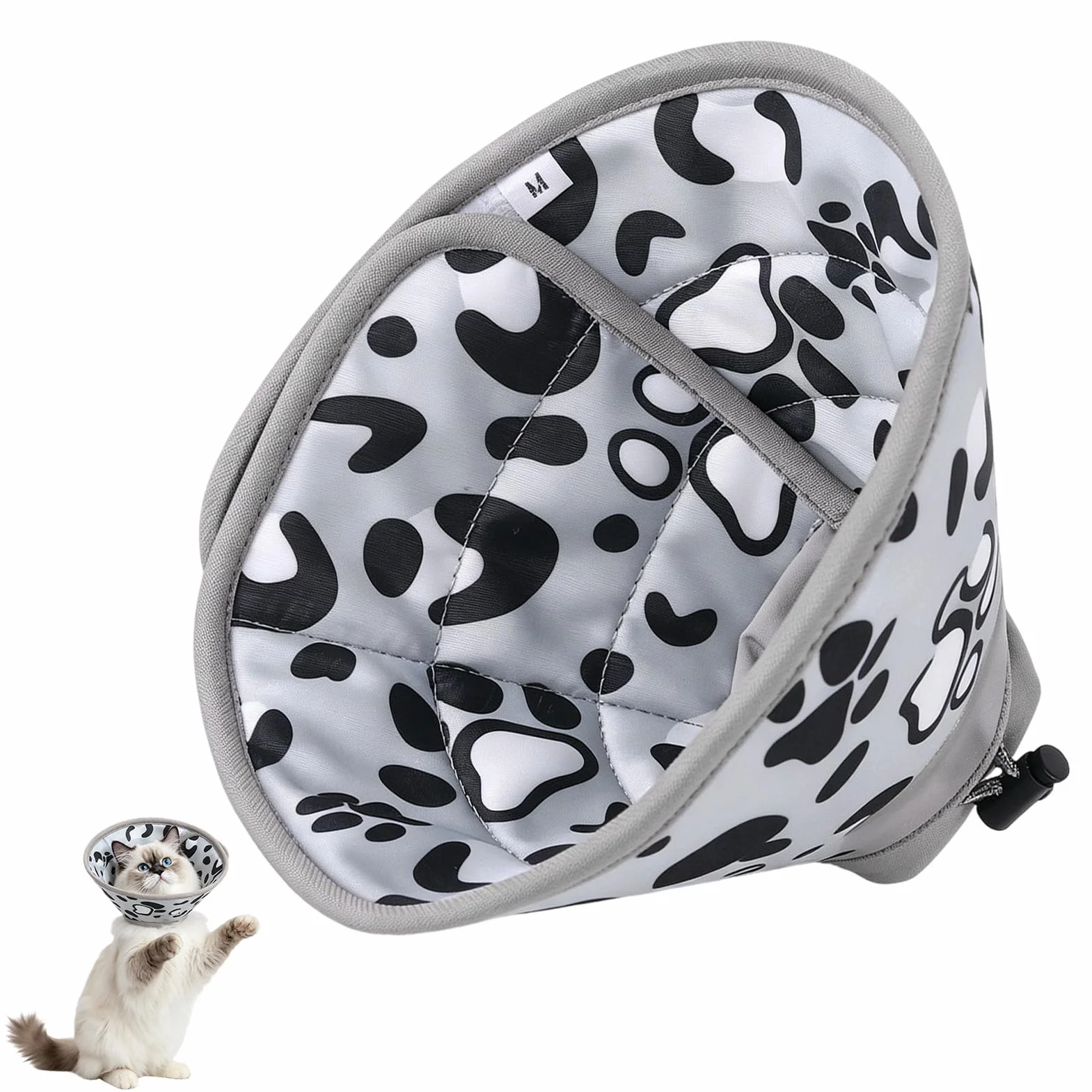 Collerette Chat Anti Léchage Souple Anti Grattage pour Chiots Petits Chiens Gris Tour de Cou 17-22 cm