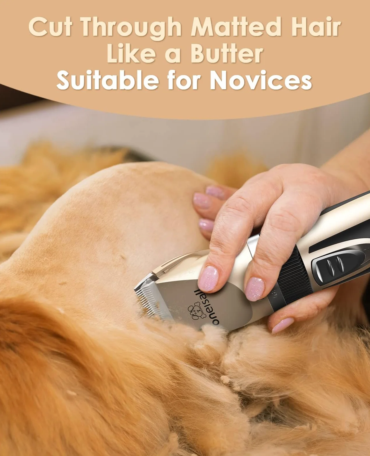 oneisall Tondeuse pour chats et chiens, Kit de toilettage 2 vitesses, sans fil silencieuse