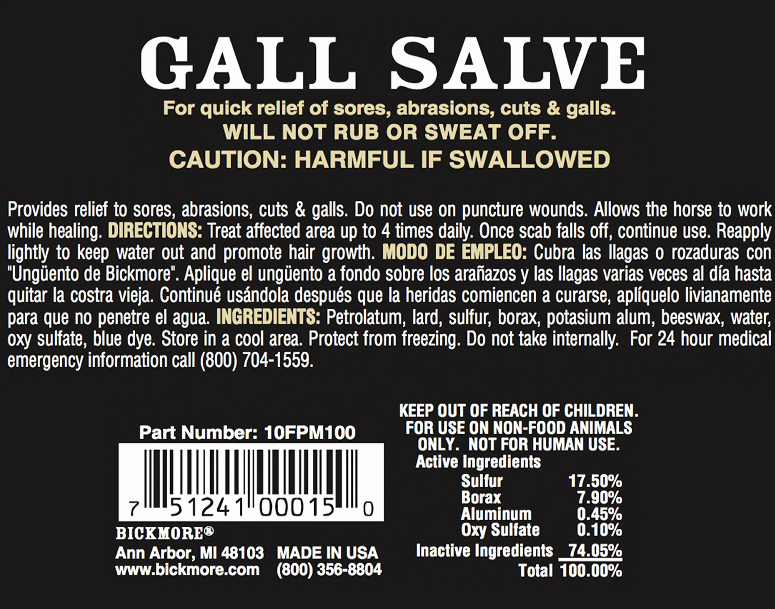 Bickmore Gall Salve Wound Cream for Horses 5oz