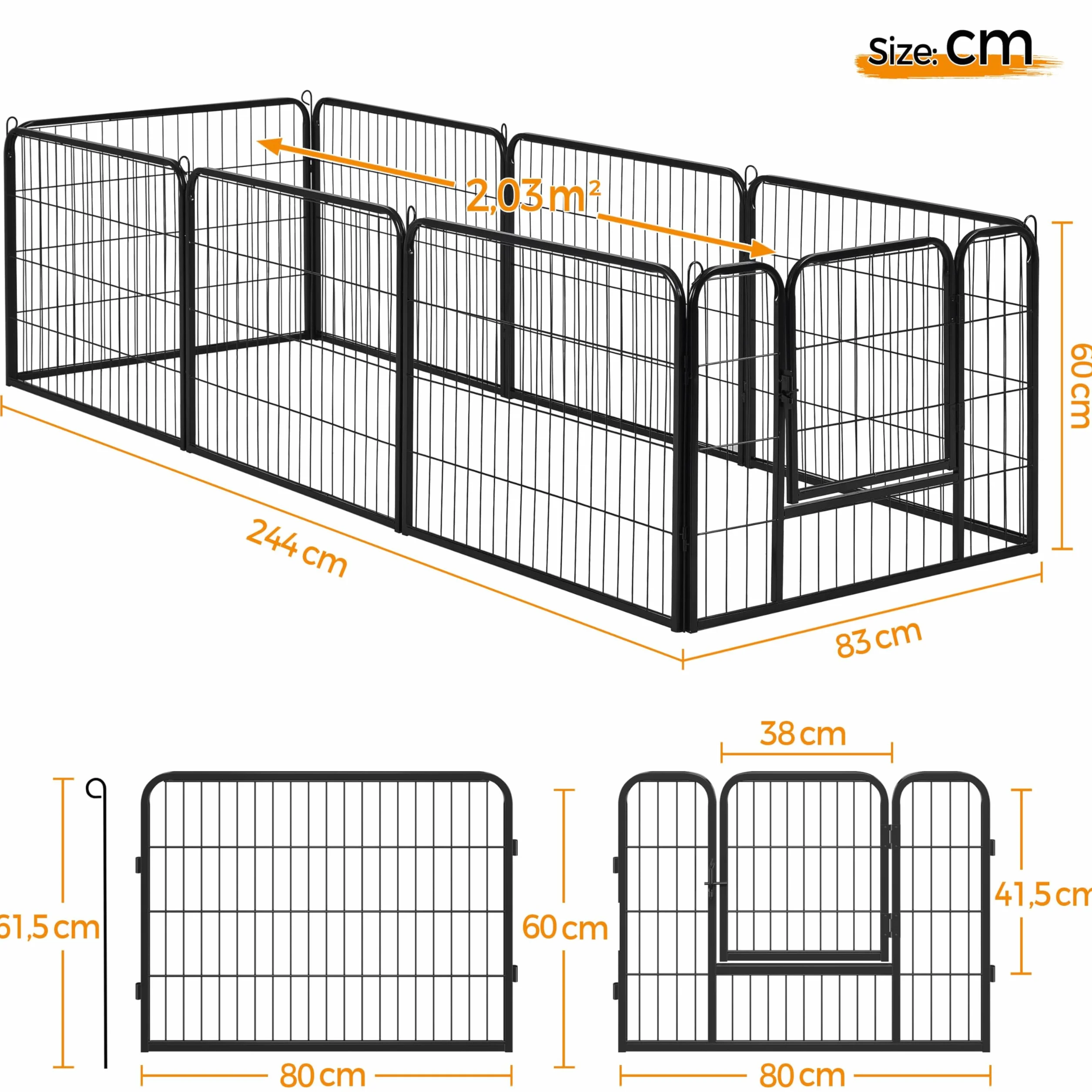 Abician Cage pour Chien Parc 8 Panneaux 80 x 60 cm Enclos Pliant pour Chiots