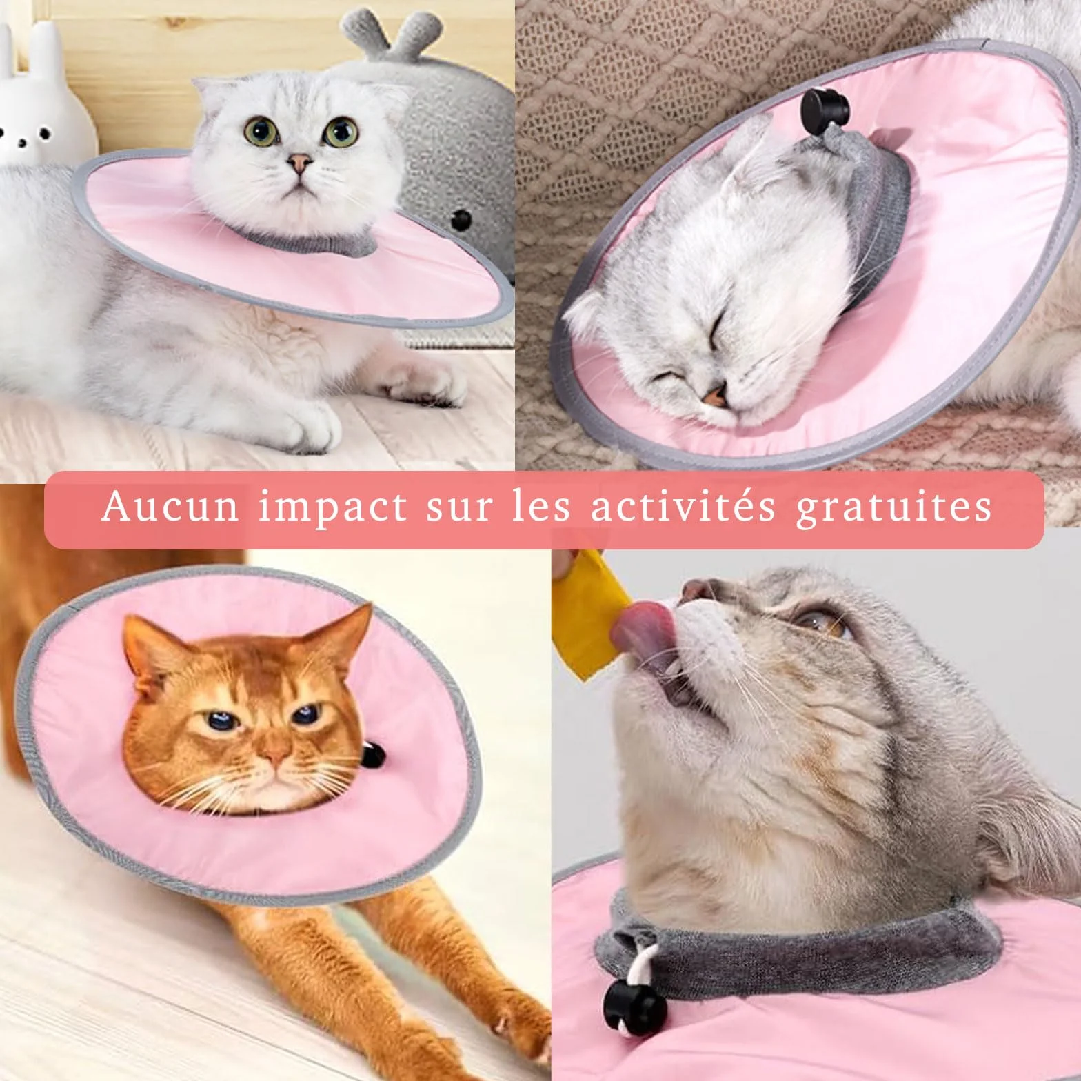Collerette Chat Anti Léchage Réglable pour Chirurgie GIONAR Rose