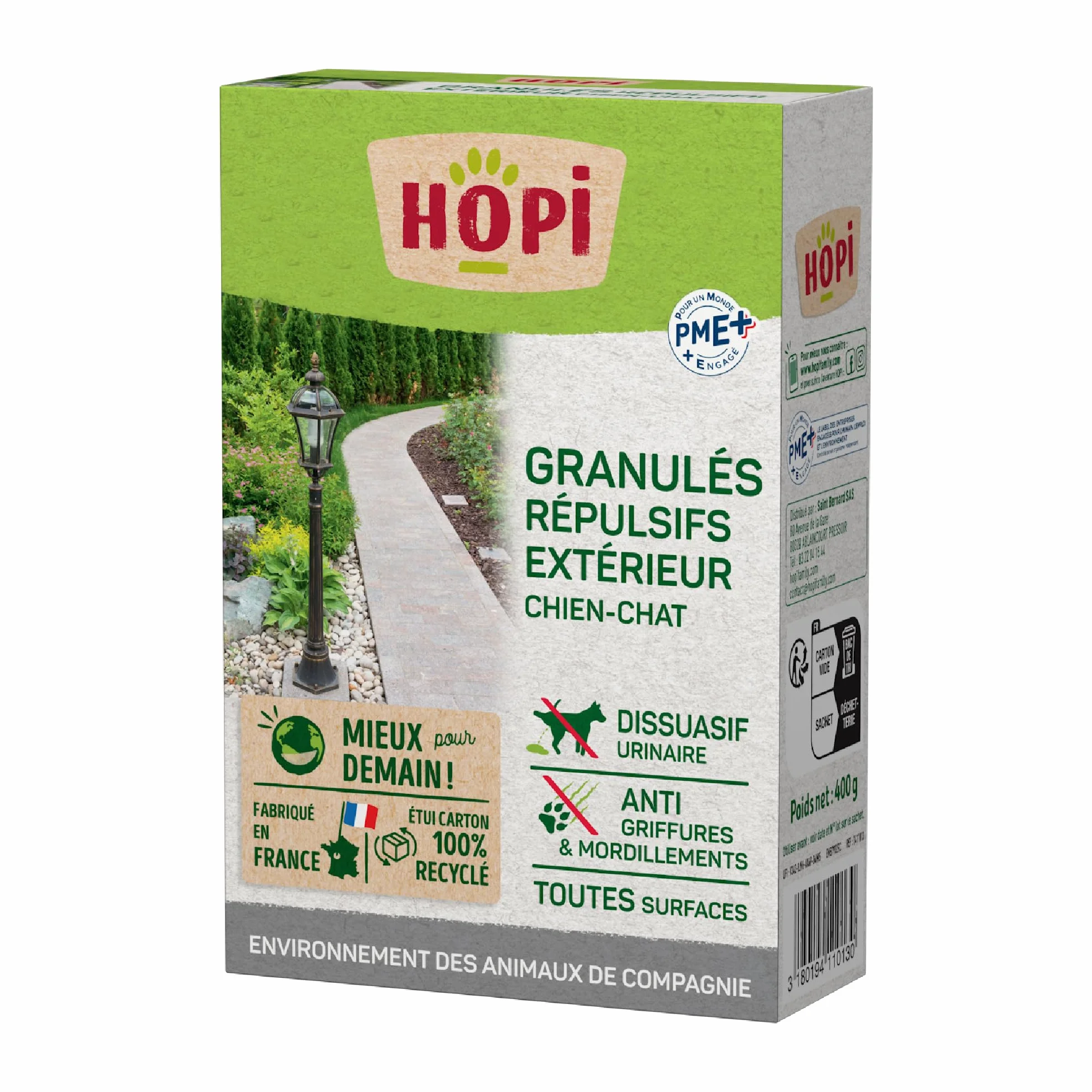 HOPI Repulsif Chat et Chien Exterieur 200 GR Extraits de Plantes et Huiles Essentielles Fabrique en France