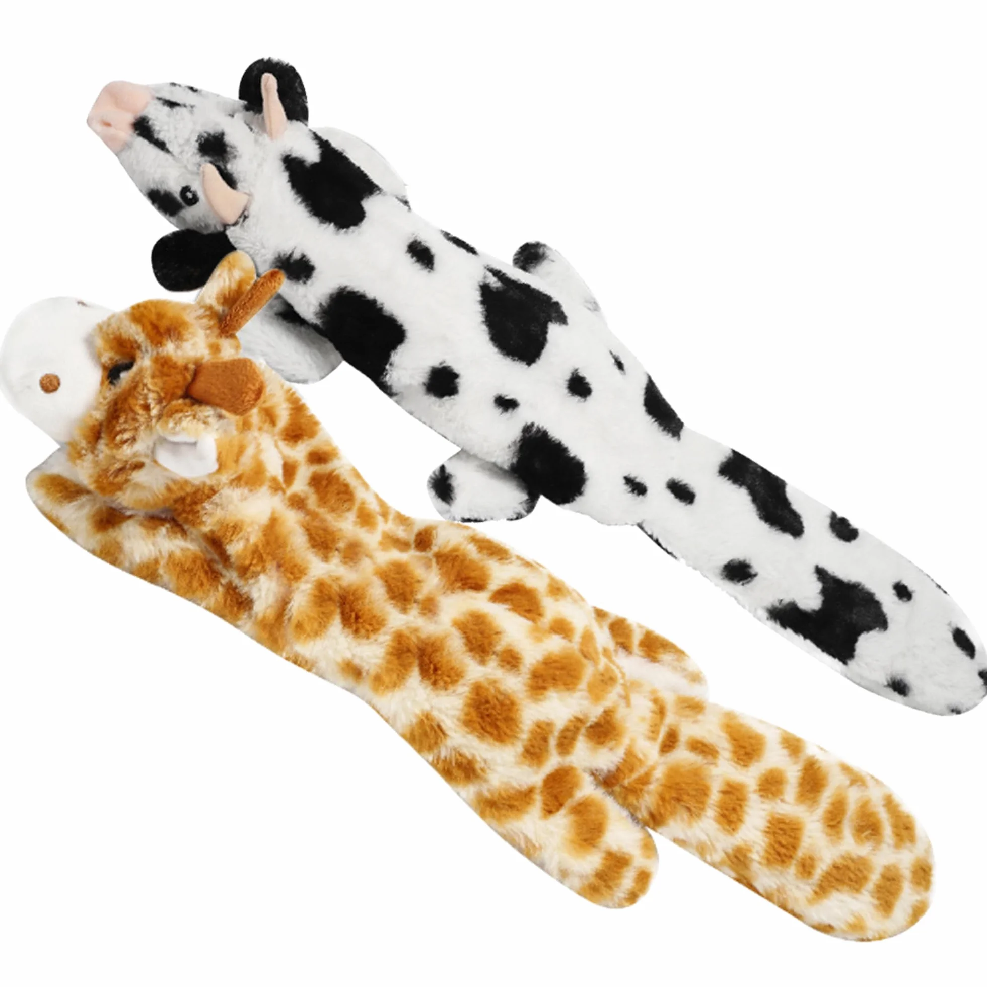 Jouet Chien Indestructible avec Couineur Lot de 2 Jouets Interactifs Renforcés Girafe Vache