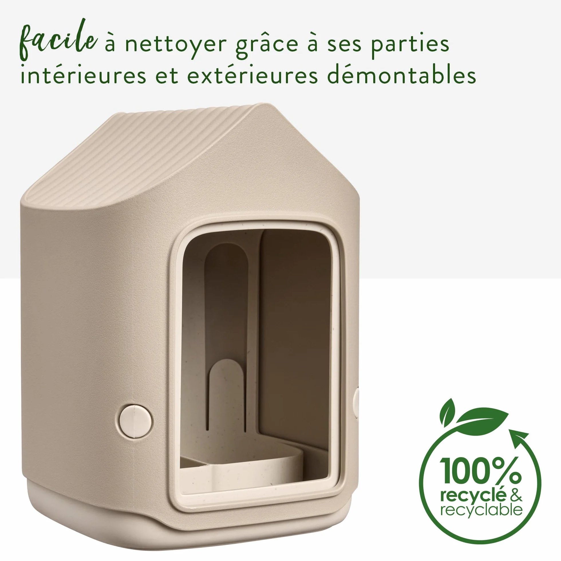 Elho Cosy Mangeoire à Oiseaux 18 cm Plastique Recyclé Beige