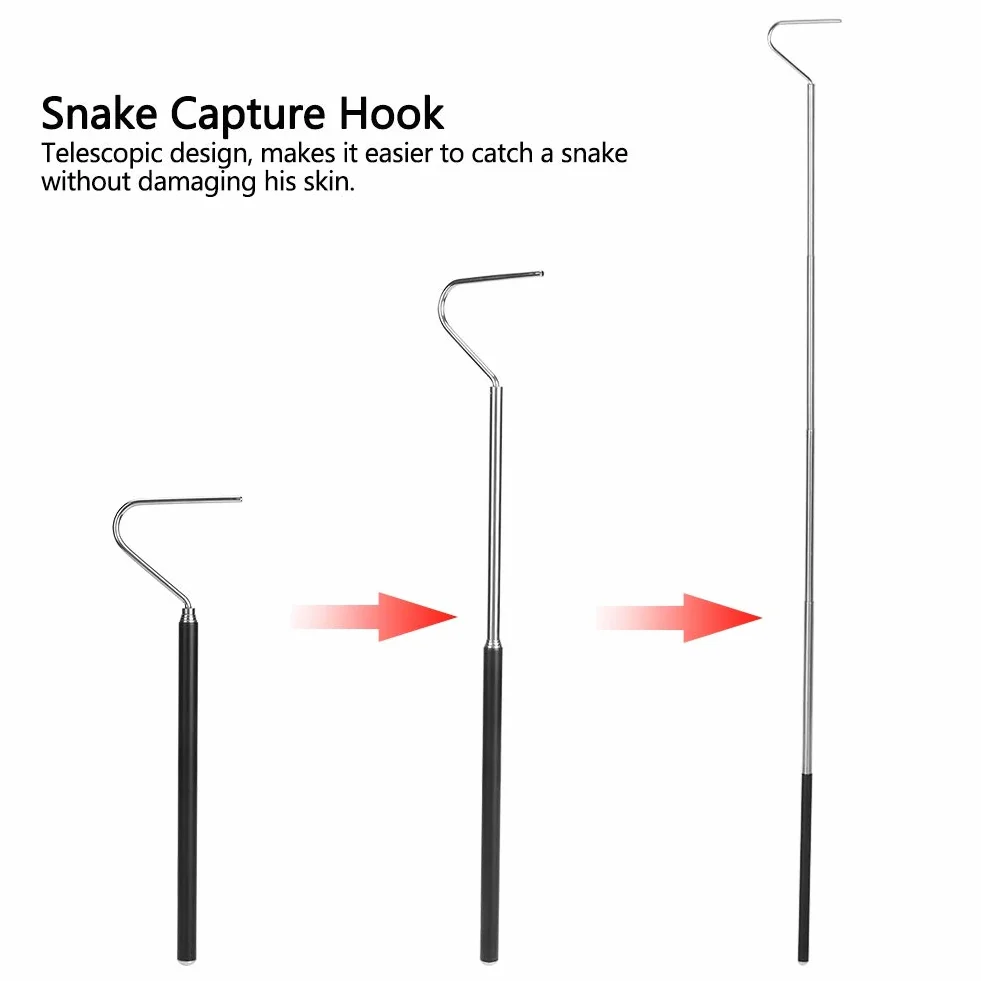 Crochet de Serpent Télescopique en Acier Inoxydable 100cm pour Reptiles