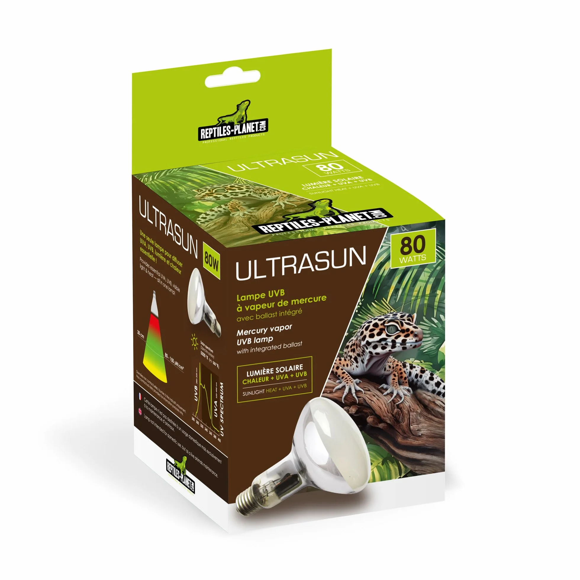Reptiles Planet Ultrasun 80 W Ampoule UVA UVB pour Reptiles