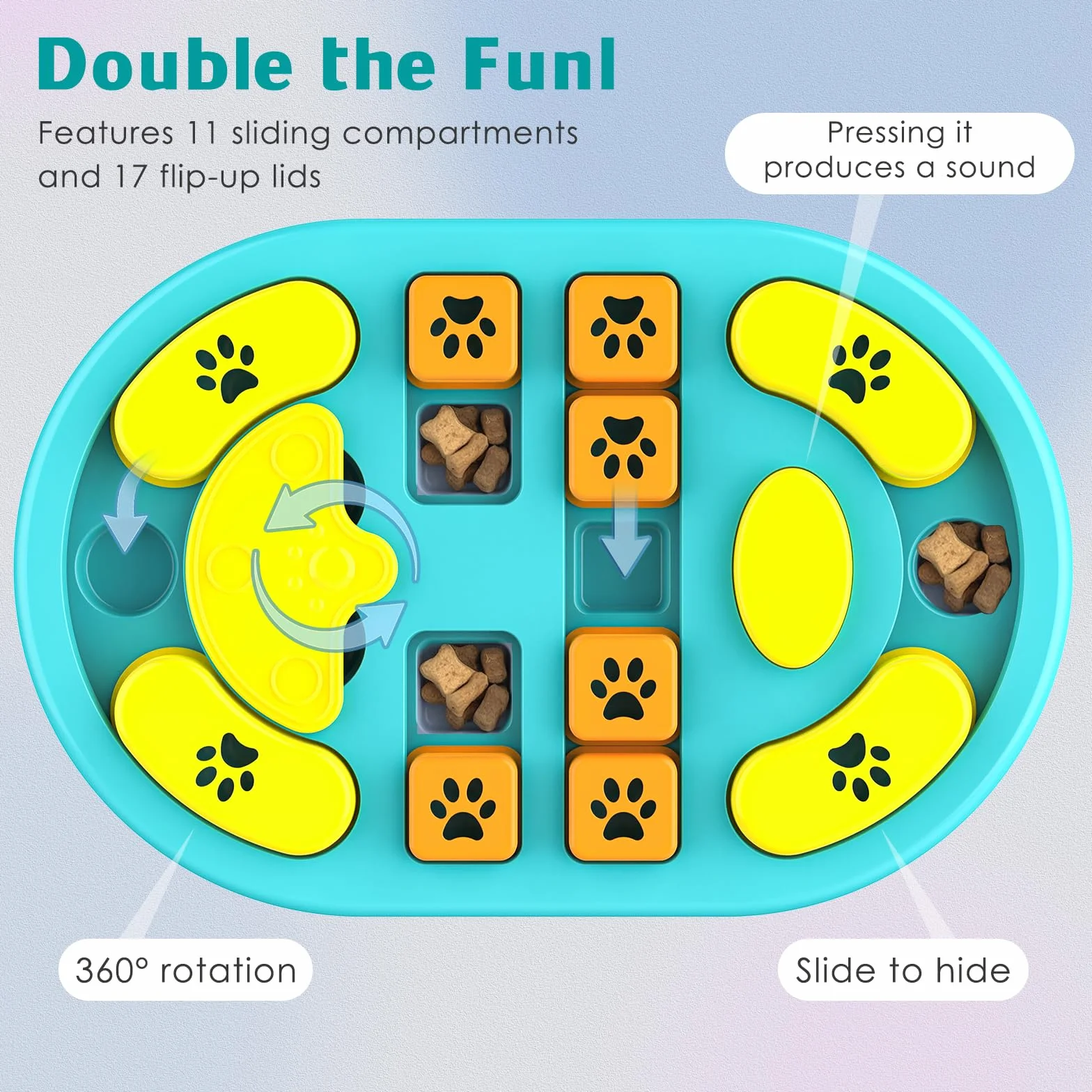 Jouet Interactif Chien Contre L'Ennui avec Sons Grincement, Jouet Intelligence Lavable pour Petits Chiens, Orange Jaune