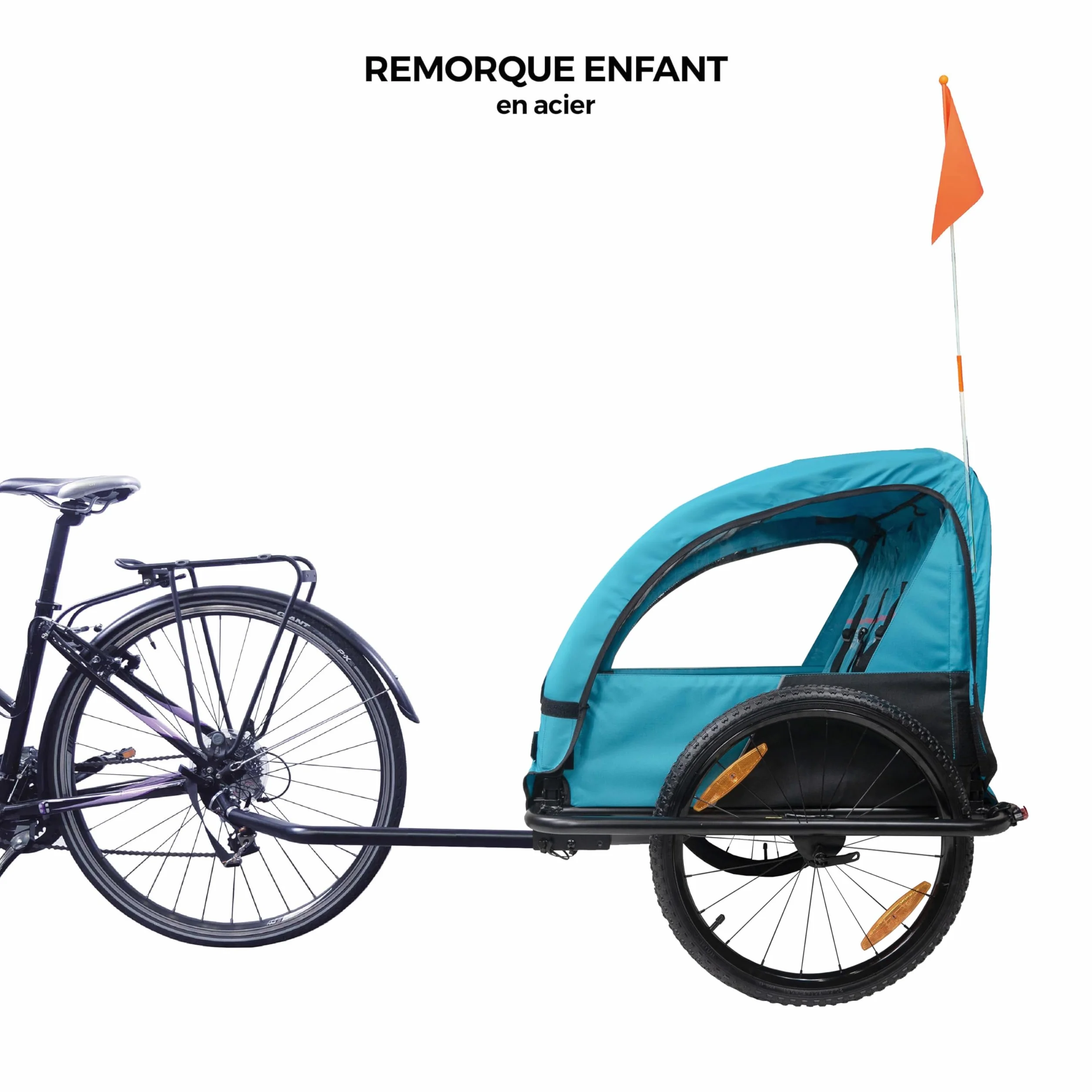 Remorque Vélo Enfant 2 Places Kiid Adventure 2 - Châssis Acier, Pliable, Roues 20", Compatible Vélos 26-29"