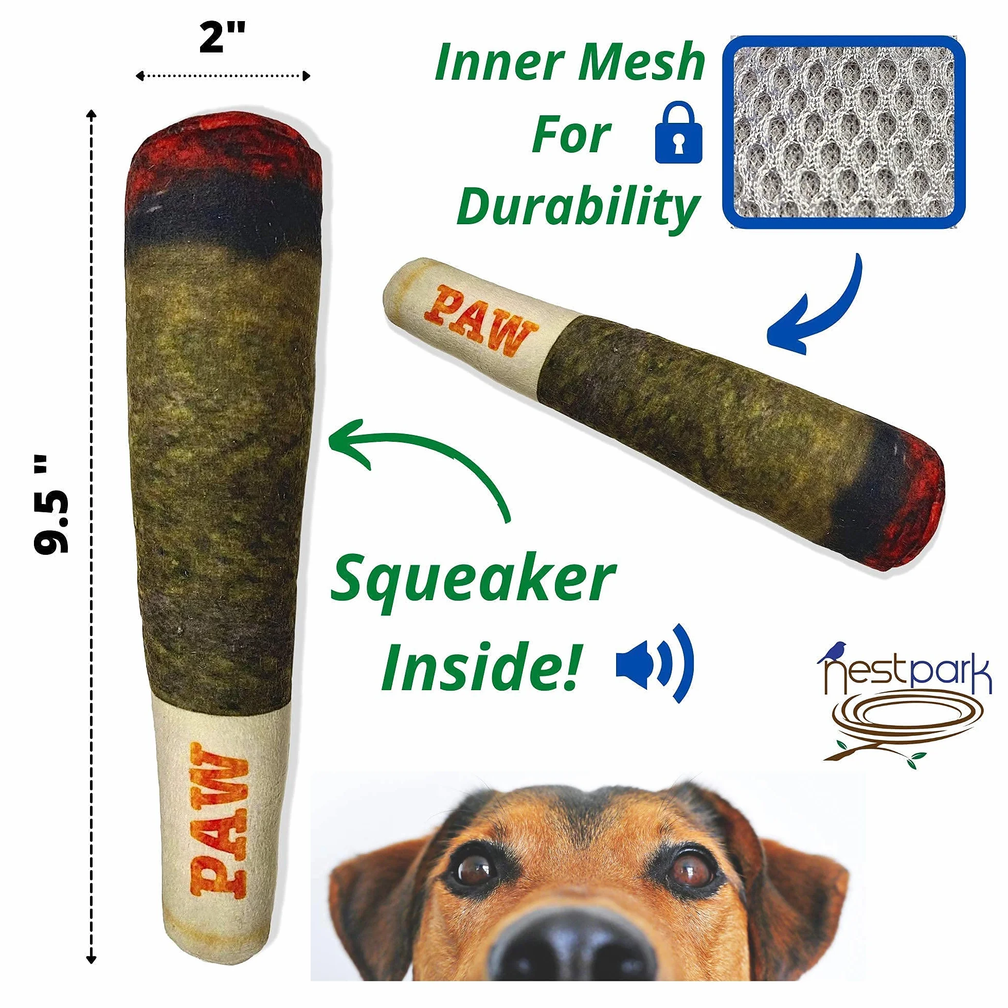 Doggy Doobie Jouets couineurs en peluche pour chiens moyenne et grande taille