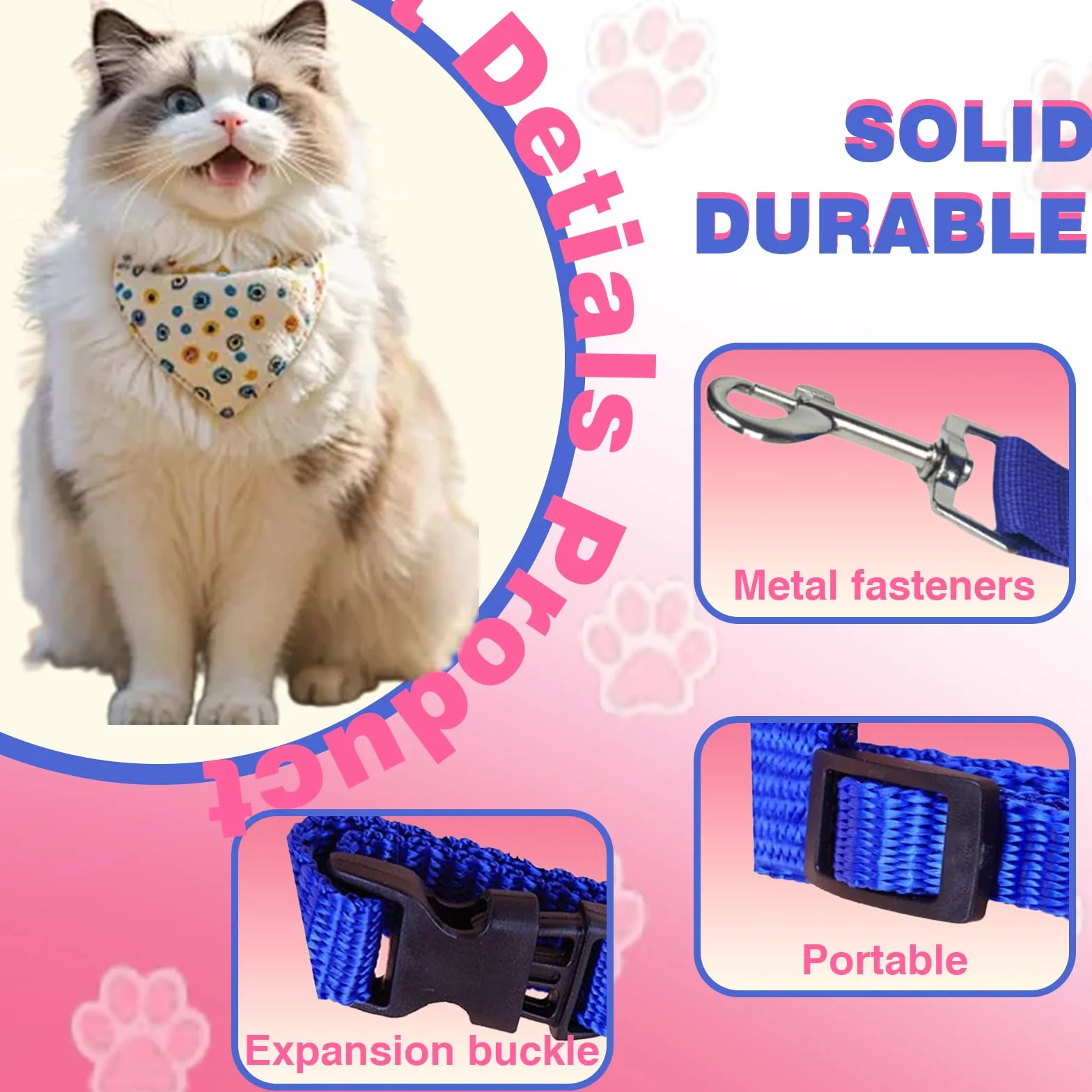 Harnais Doux pour Chat Réglable avec Boucle de Sécurité Anti-Fuite
