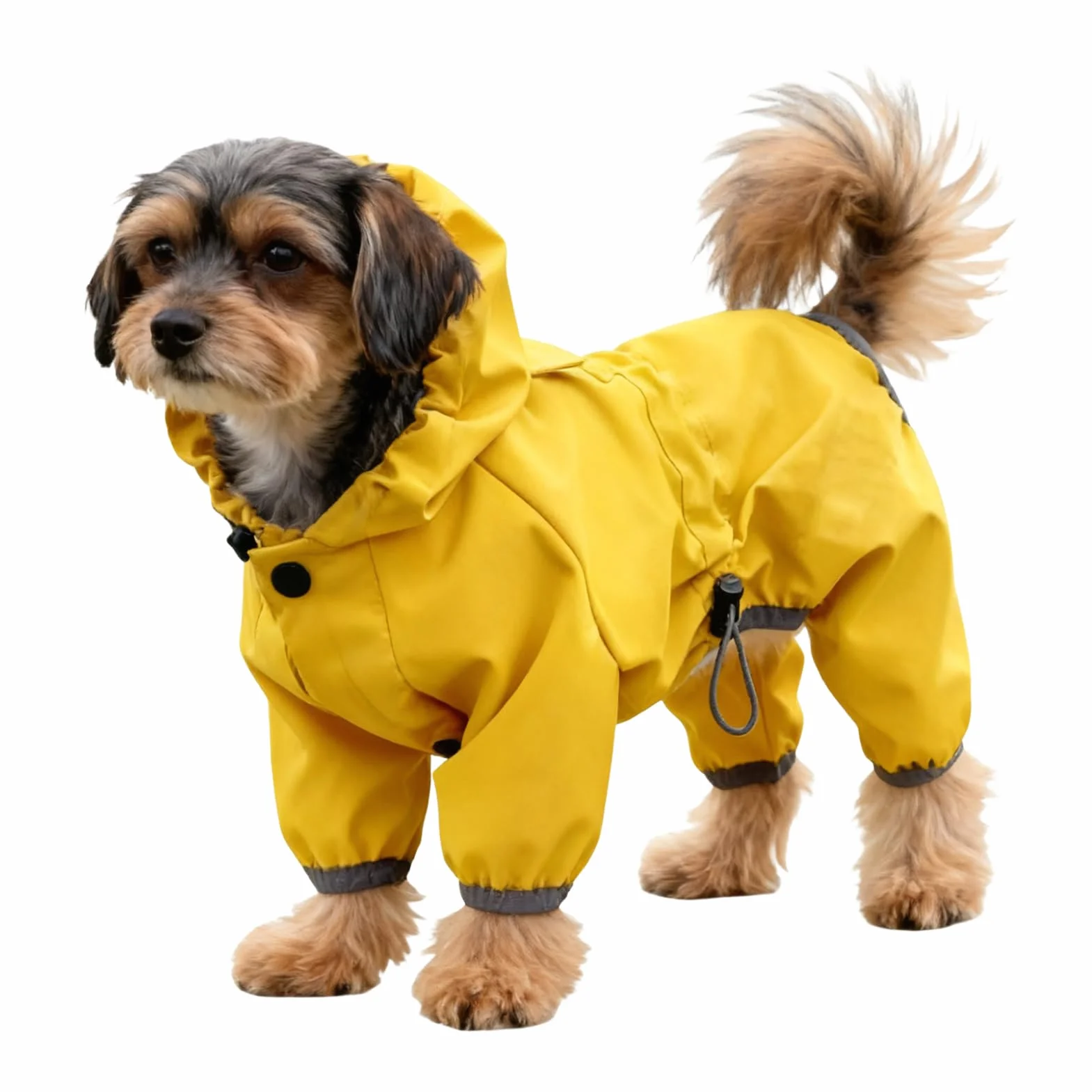 Veste Imperméable pour Chien - Manteau de Pluie Ajustable Jaune avec Capuche