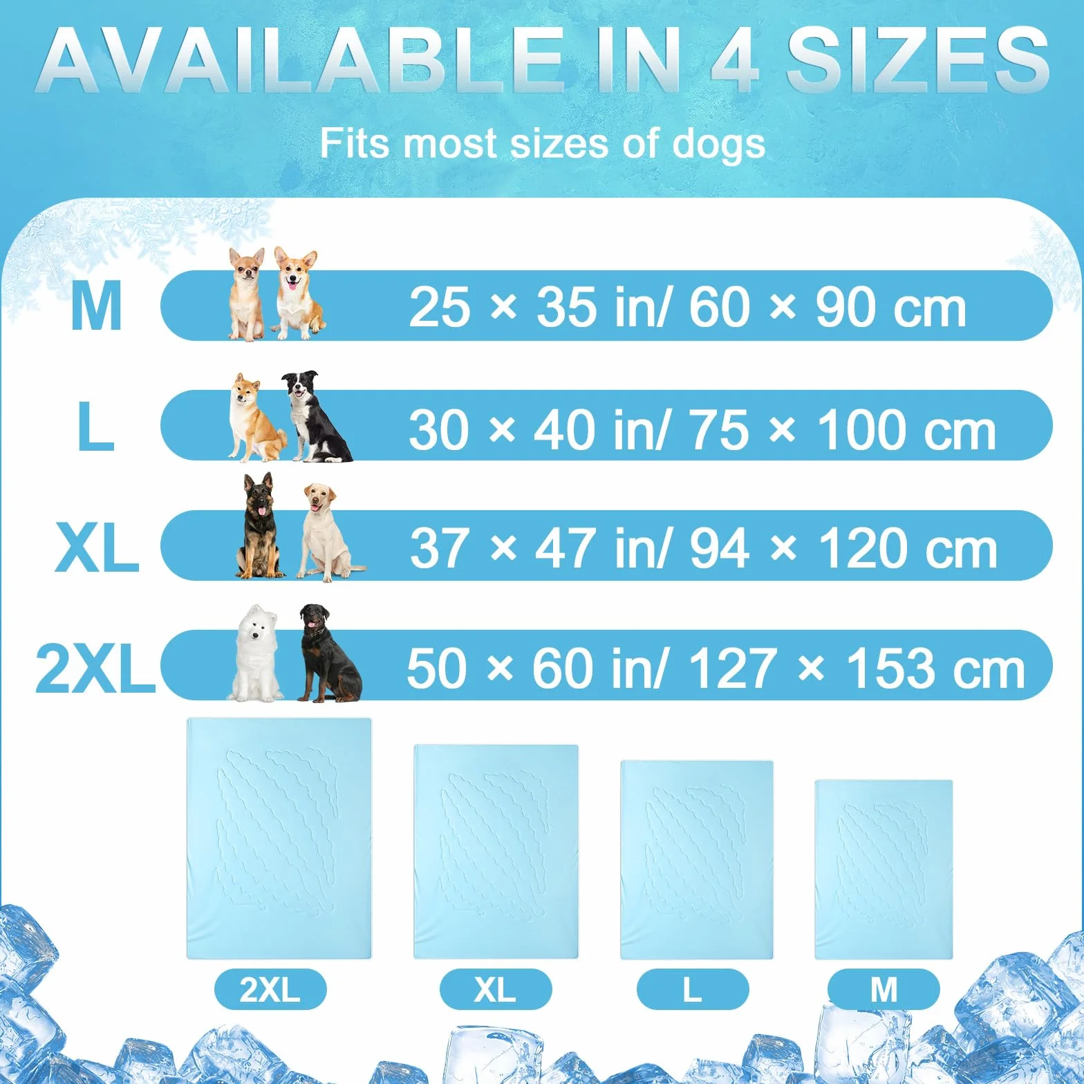 Tapis Rafraîchissant Chien Q-Max>0.4 Lavable 75×100 cm Bleu