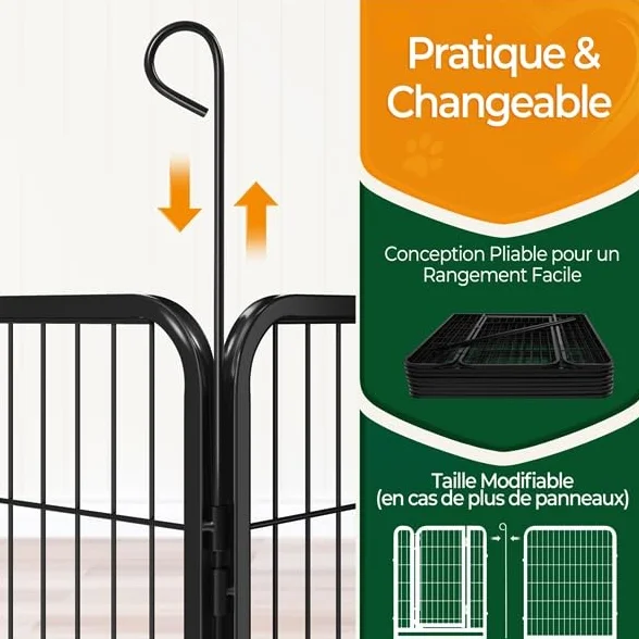 Yaheetech Parc pour Chiens 8 Panneaux Enclos Métal 80 cm Hauteur