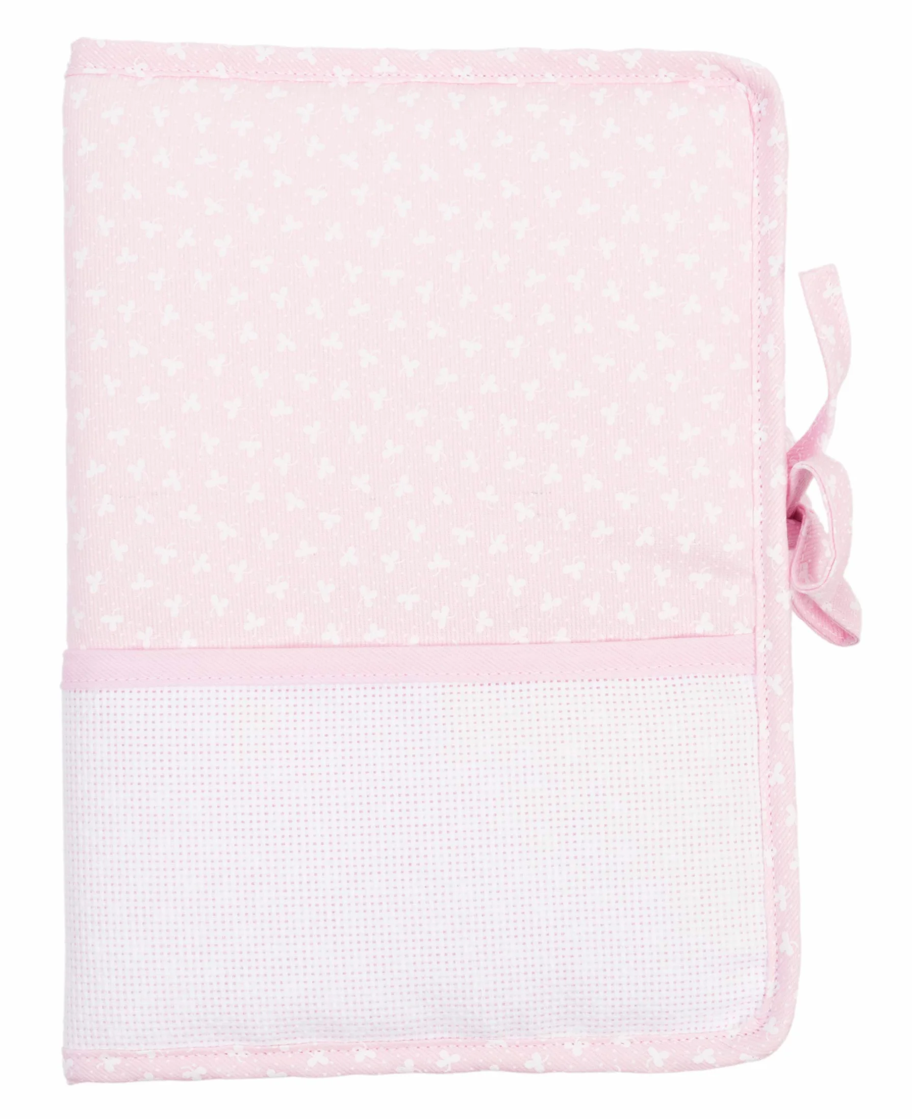Couvre-Livret Sanitaire avec Poche en Toile Aida à Broder, Rose, Fabriqué en Piquet de Coton Imprimé, Made in Italy