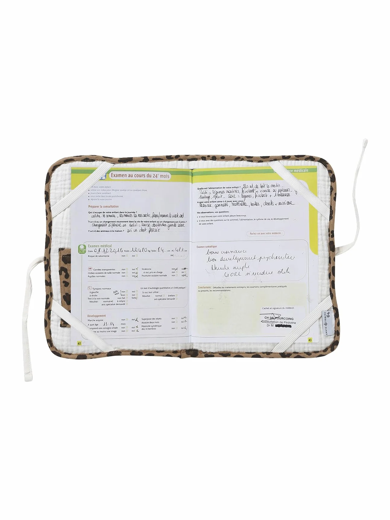 ENVIE DE FRAISE Protège carnet de santé en gaze de coton léopard