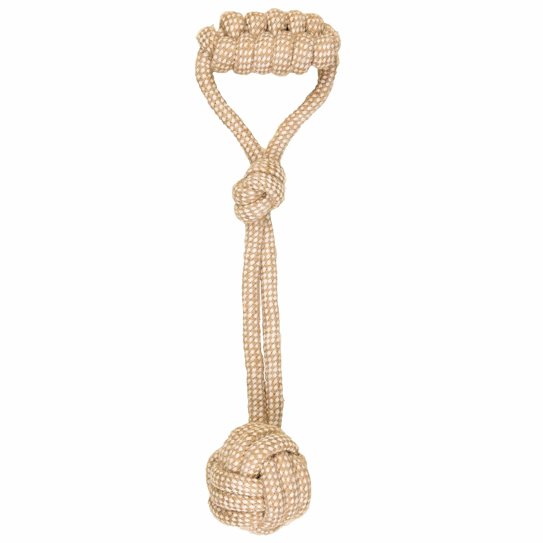 La cordeline Jouet Chien Corde Coton Chanvre Naturel, à Macher, Jouet interactif pour Chien Chiots - Lance Balle 41cm, Beige