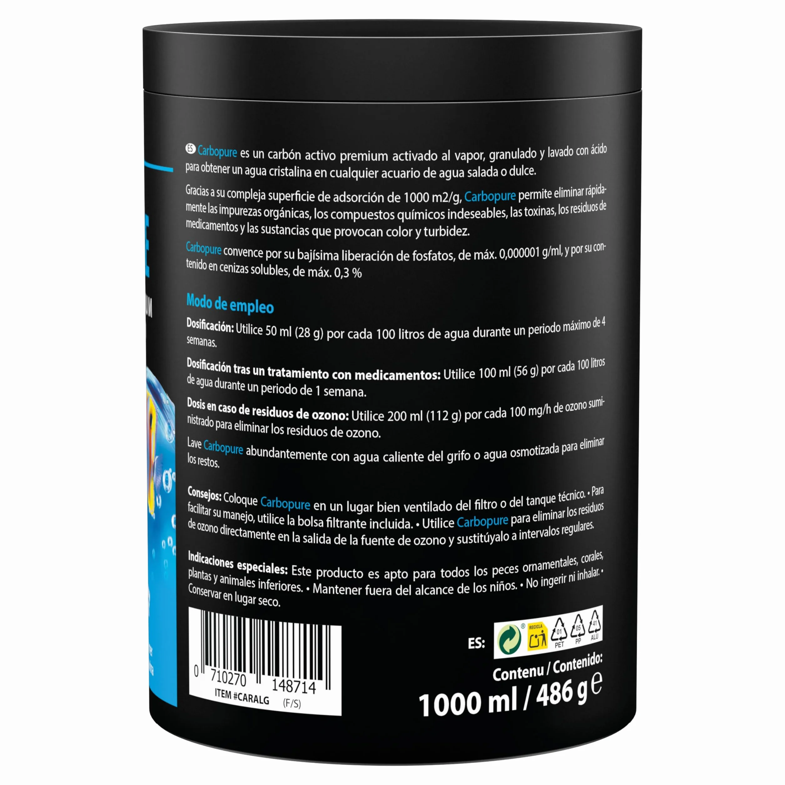 Microbe-Lift Carbopure Charbon Actif Aquarium 1000 ML pour Eau Douce & Marine