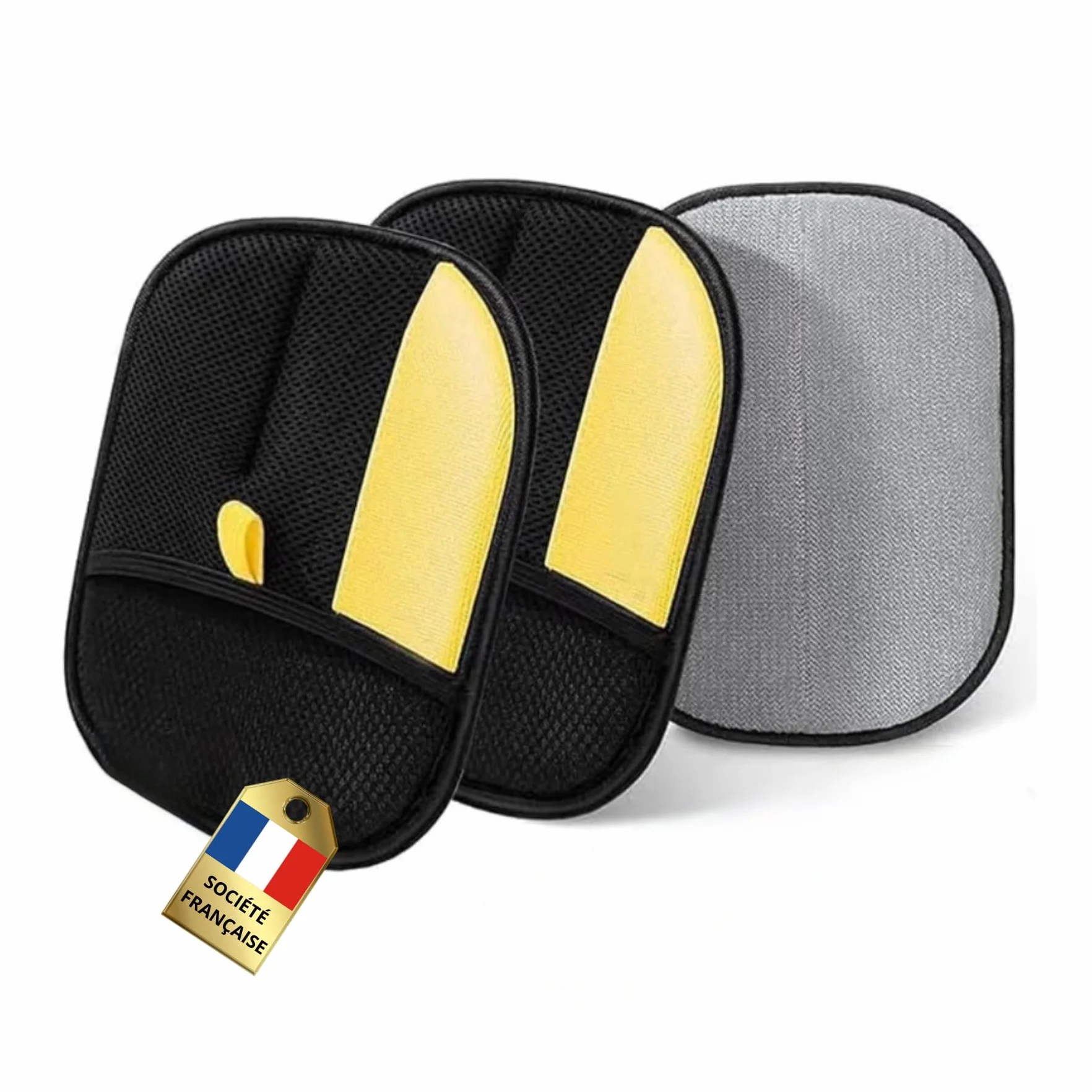 Gant Anti-Poils Chat Chien Double Face Brosse de Toilettage Réutilisable Ramasse-Poils Canapé Tapis Siège Auto Vêtements 2 Pièces