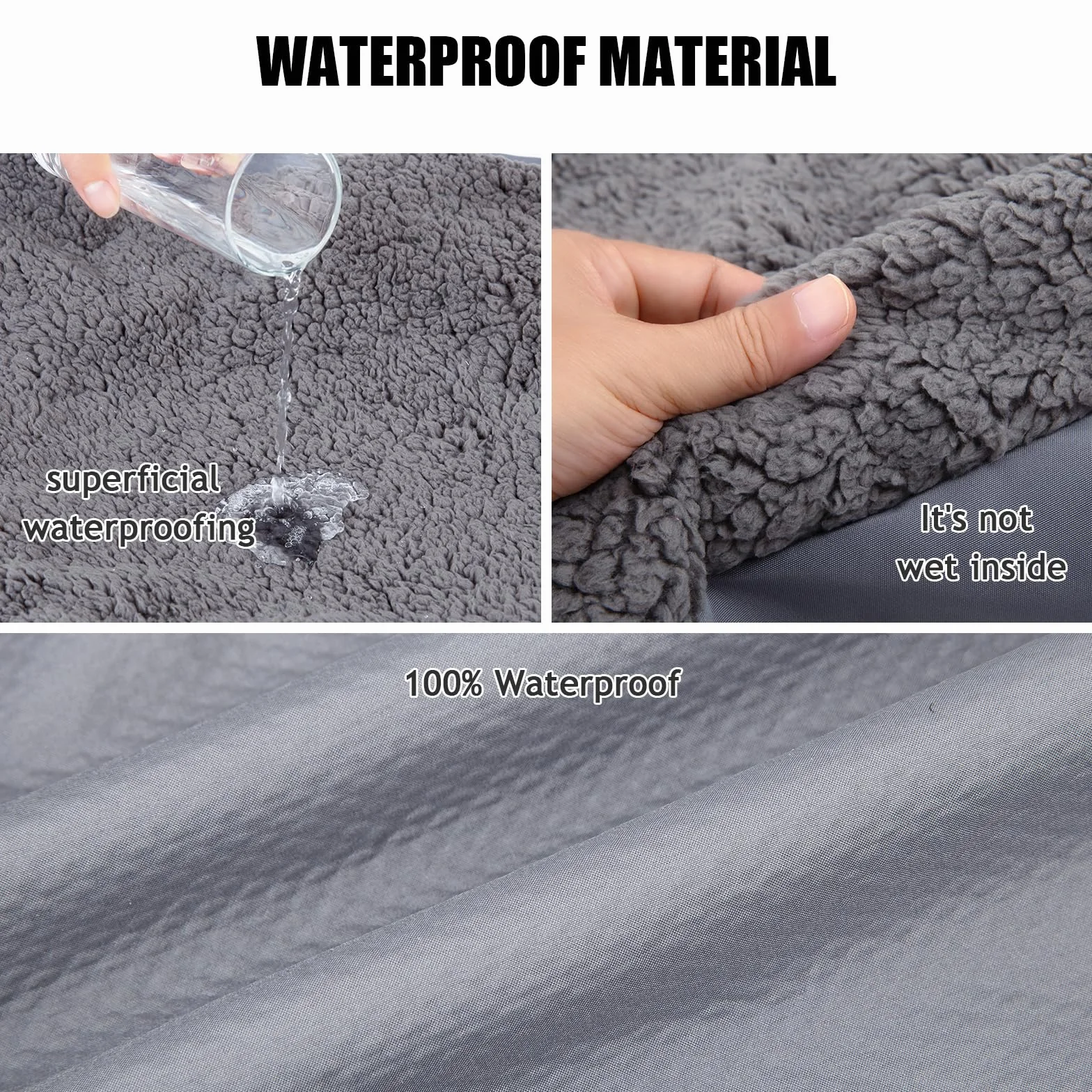Housse de Rechange pour Lit de Chien Lavable Imperméable Peluche Douce Housse de Matelas Animaux
