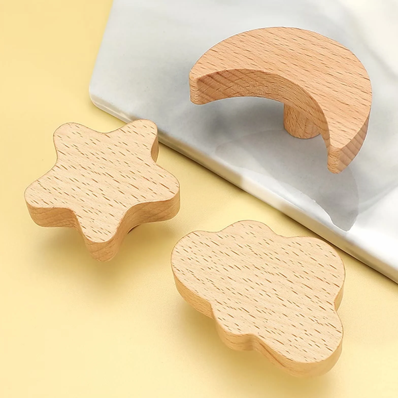 Boutons de placard décoratifs en bois en forme de nuage Lot de 2 avec vis