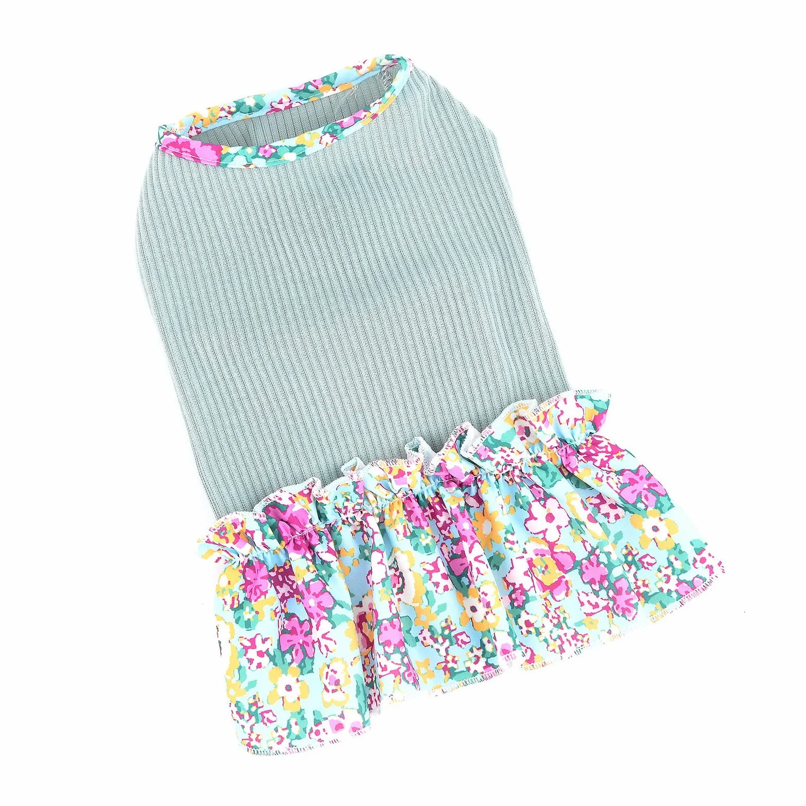 PAIDEFUL Robe Chien Coton Doux Respirant Gilet Jupe Volants Chiot Chihuahua Yorkie Vêtements Printemps Été Vert XS