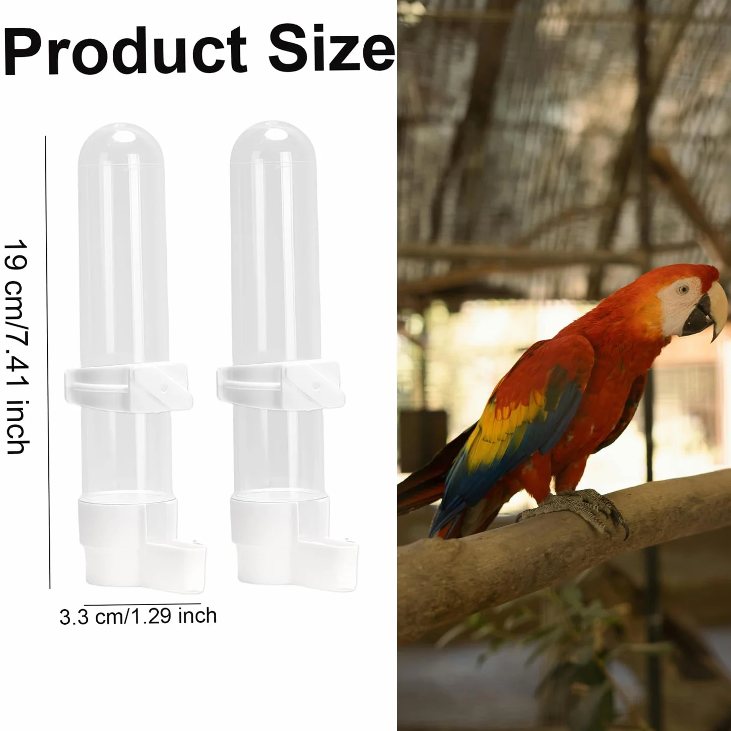 Abreuvoir Oiseaux Automatique 2 Pièces 120 ML Distributeur d'Eau et Aliments pour Perroquets Perruches Calopsittes