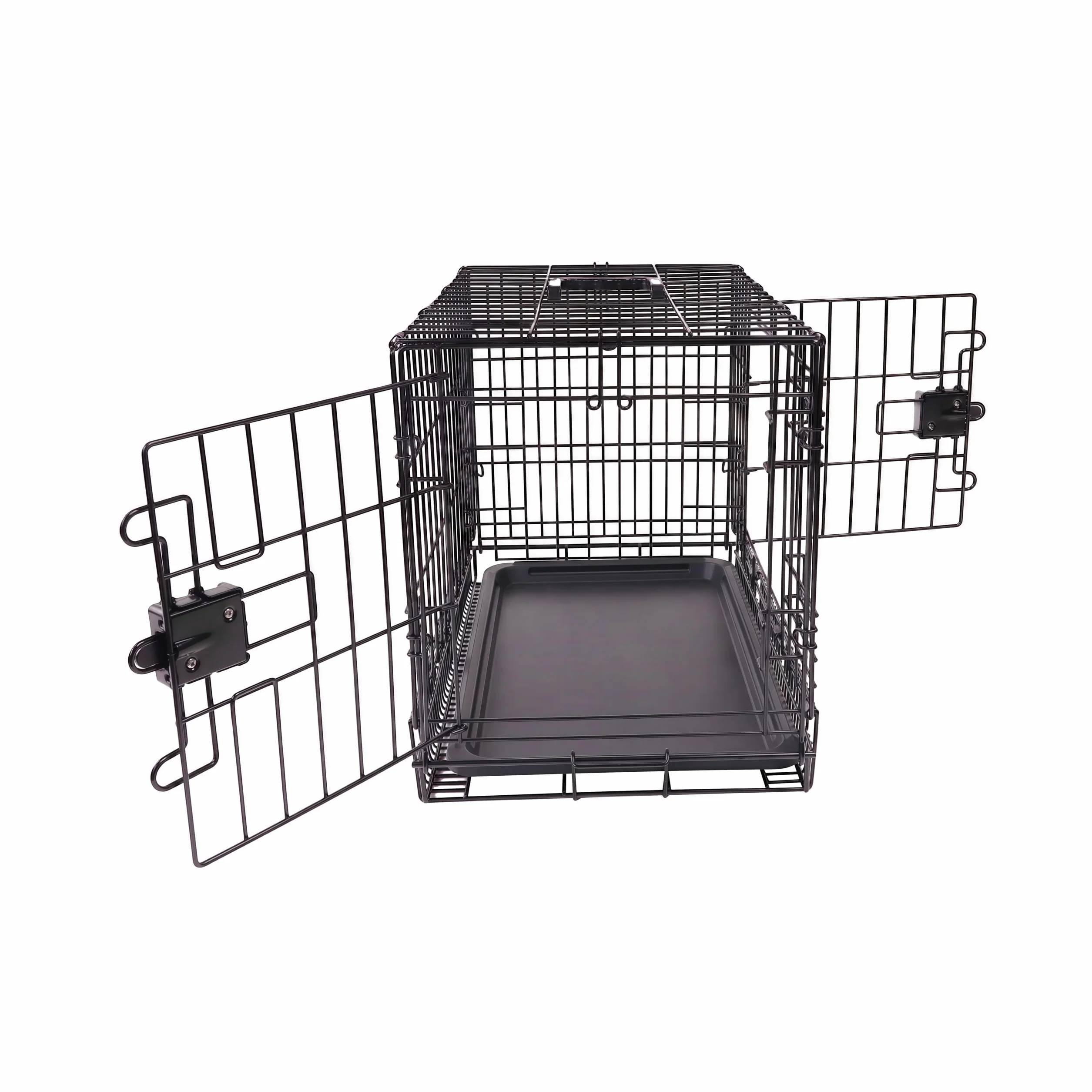 Amazon Basics Cage pour chien Durable Pliable en fil métallique avec plateau Double porte L 76 x l 48 x H 53 cm Noir