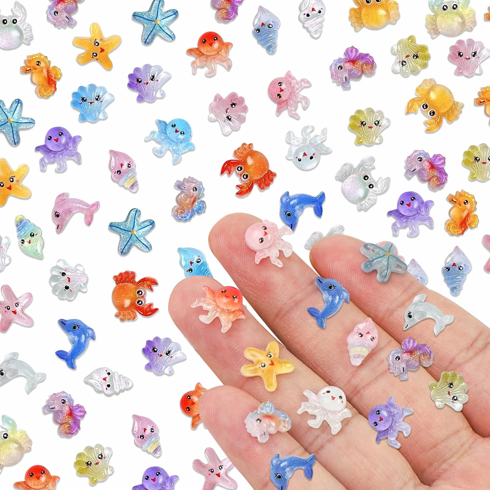 Mini Figurines Animaux Marins en Résine, 100 Pièces pour Jardins Paysagers Bonsaï Aquariums