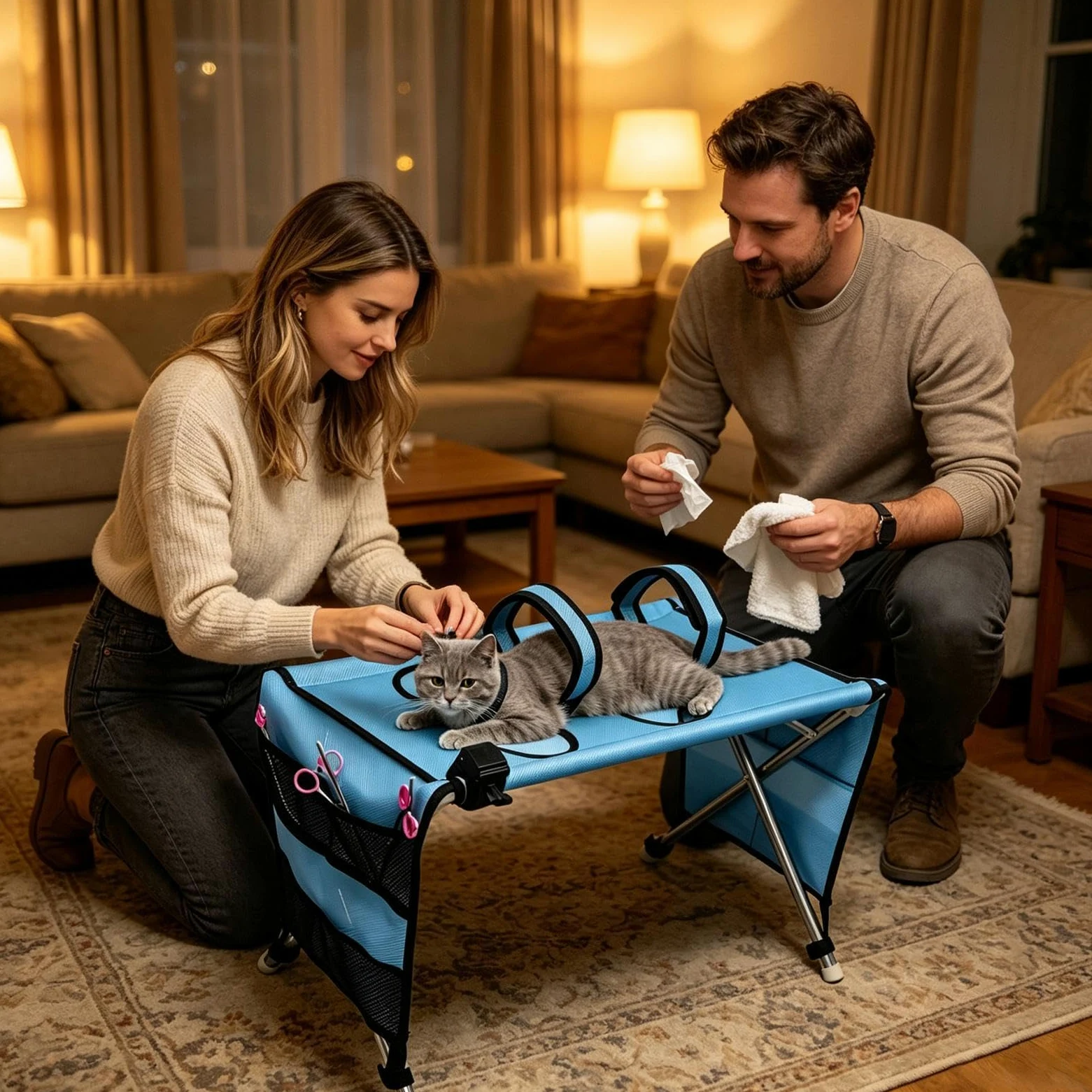 Hamac Toilettage Chat Capacité Poids 13,6 Kg Harnais Table Toilettage Chat | Sangle de toilettage respirante pour chaton Pour Maison Intérieur Vétérinaire Après-Promenade Appartement Salle De Bain
