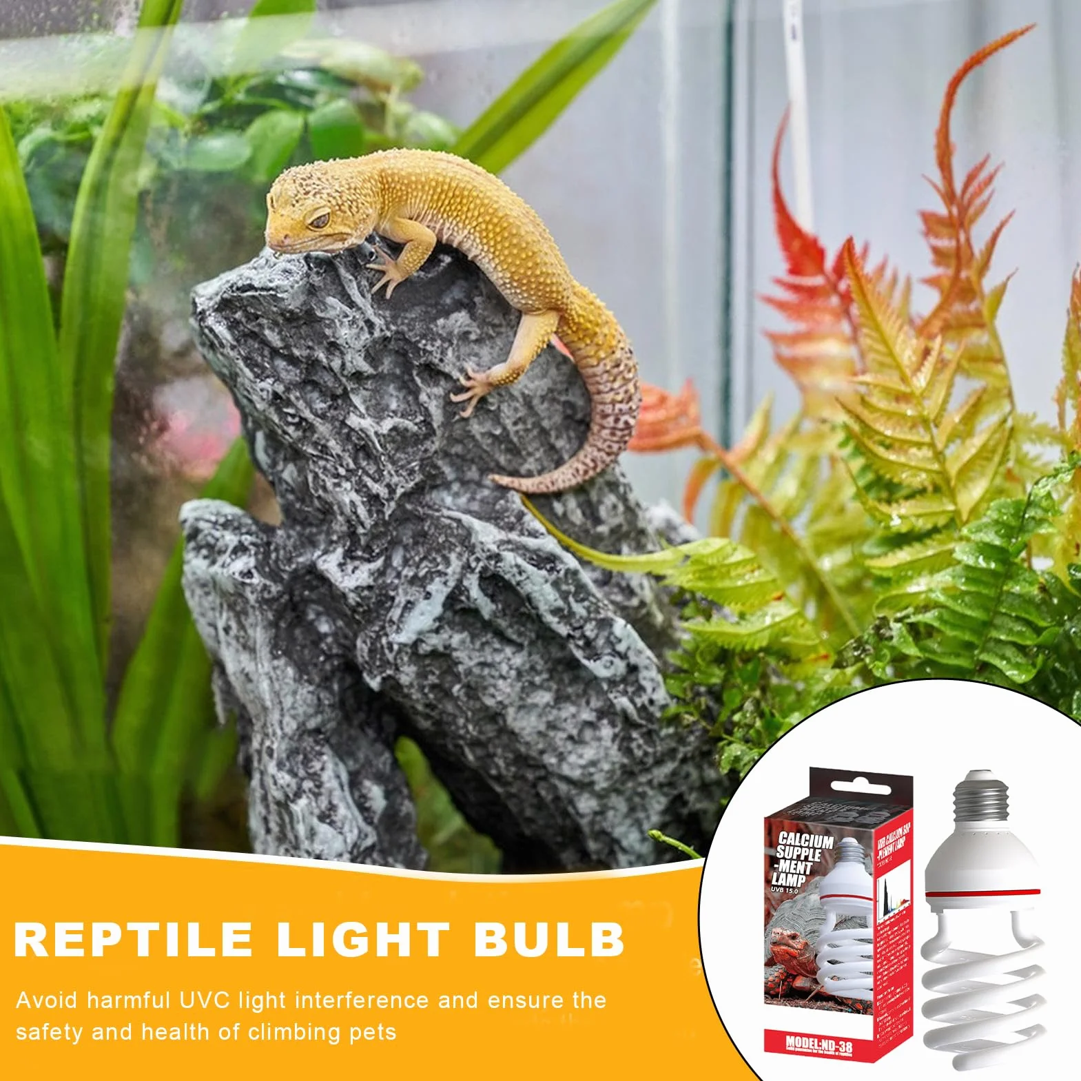 Lampe Chauffante 26W UVB Jour pour Dragon Barbu Tortue Serpent Grenouille Gecko Terrarium