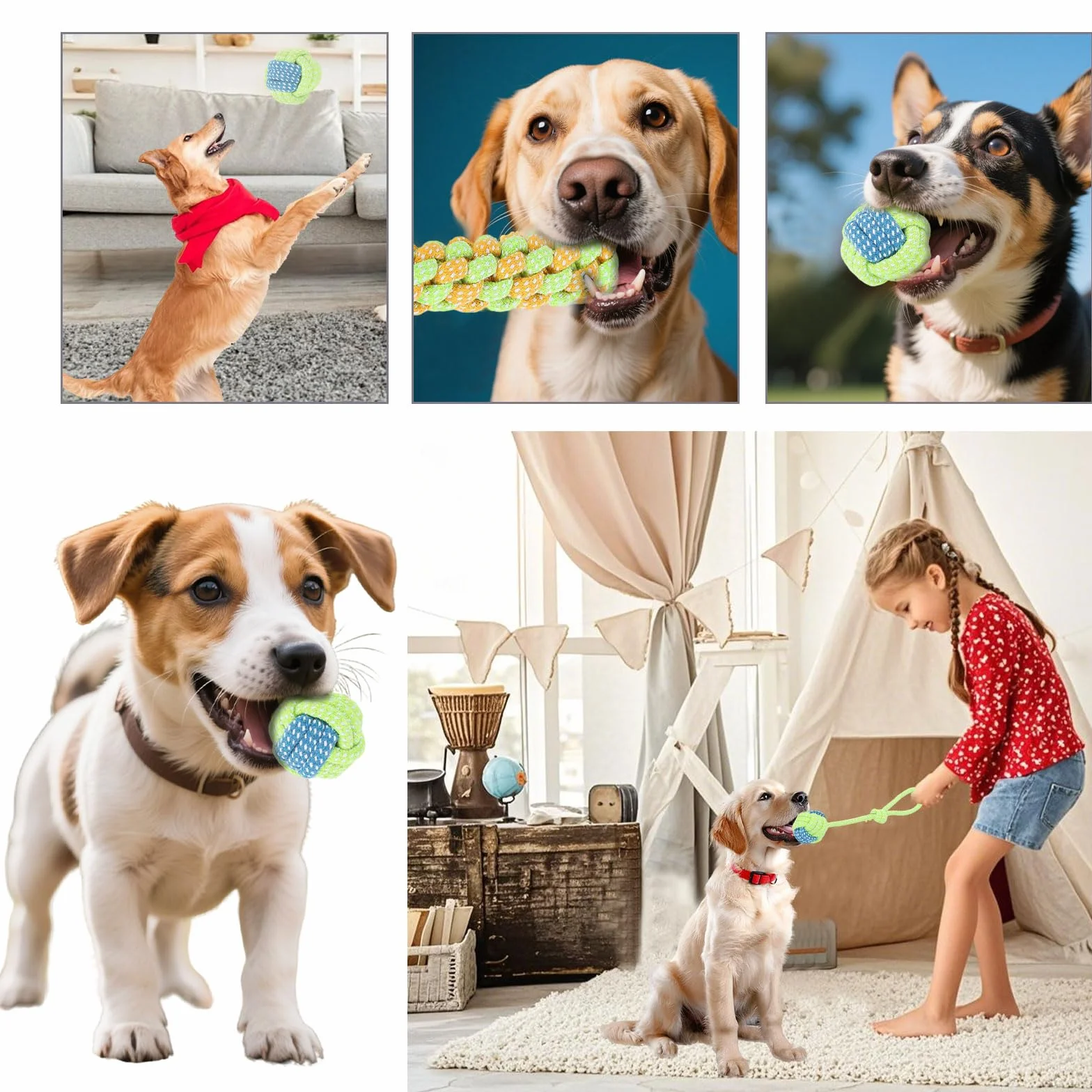 Corde Chien Jouet pour Chien Indestructible Jouets a Mâcher Robustes 400g