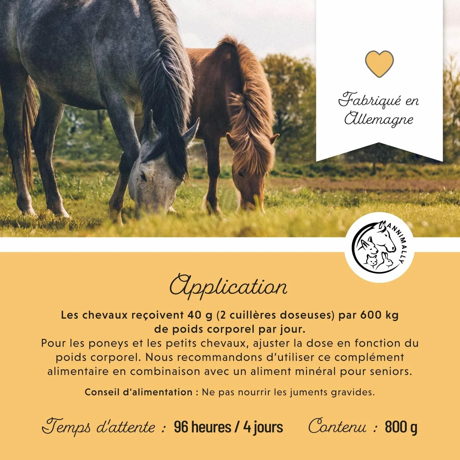 Annimally Senior Vital Poudre Cheval MSM Pépin de Raisin Glucosamine Griffe de Diable Complément Alimentaire Senior