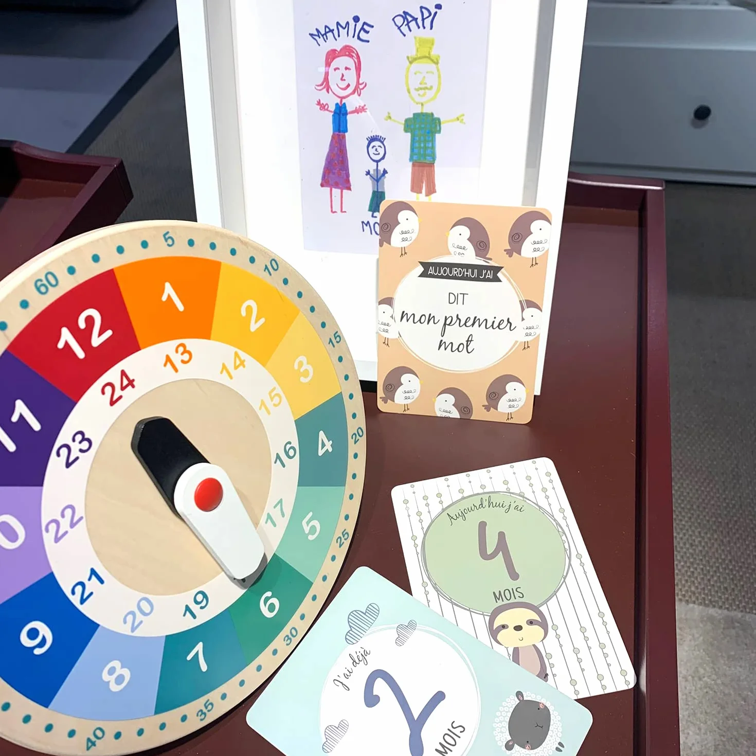 Coffret Carte Etape Bebe Francais Dolbomy - Lot de 25 Cartes Etapes Naissance 1 an - Cadeau Personnalisable Fille Garcon