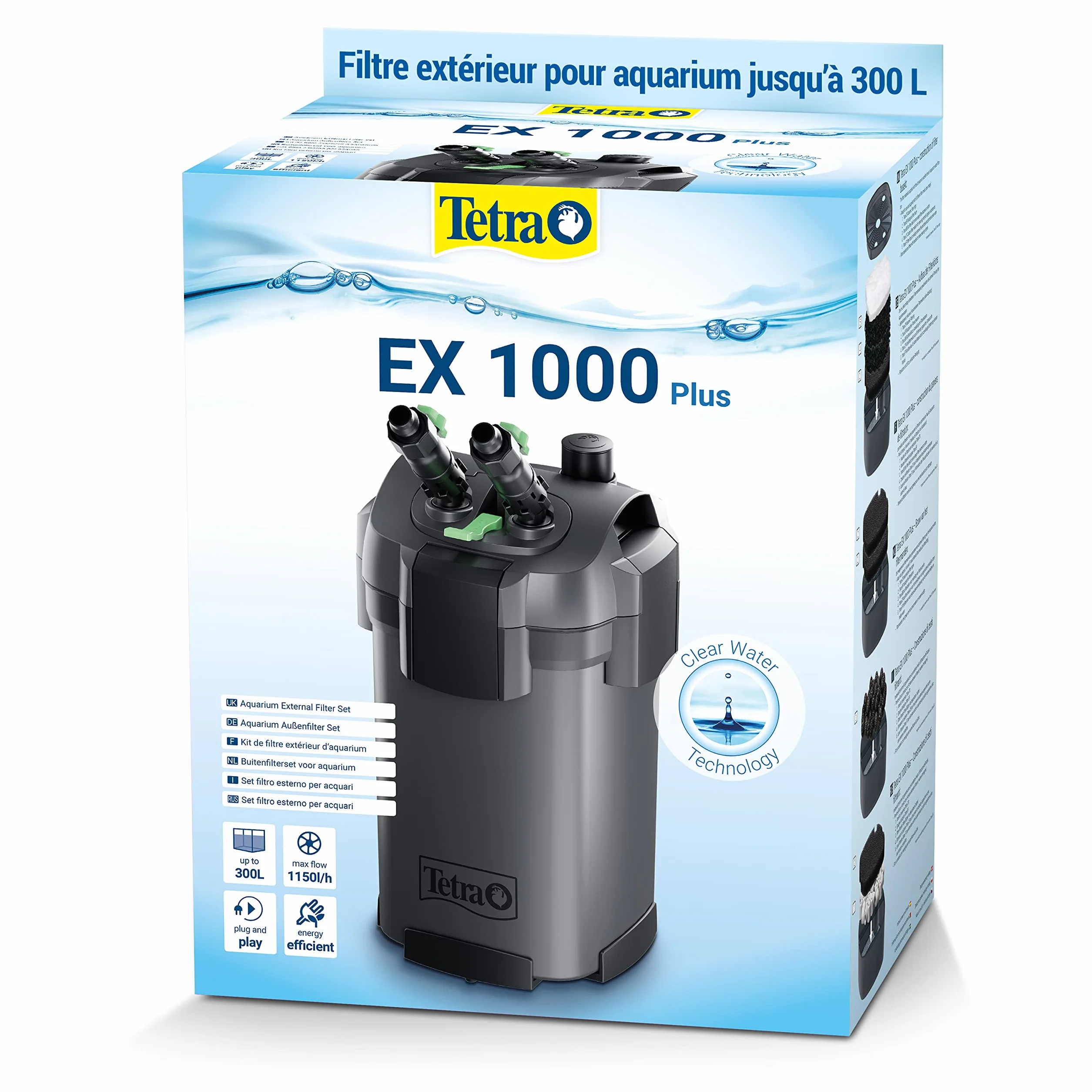 TETRA EX 1000 Plus Filtre Extérieur pour aquarium 150-300L 5 types de filtration silencieux