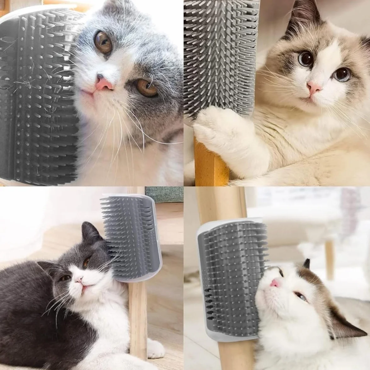 Brosse pour Chat Murale Coin, 2 Pièces Peigne Toiletteur avec Herbe à Chats et Vis