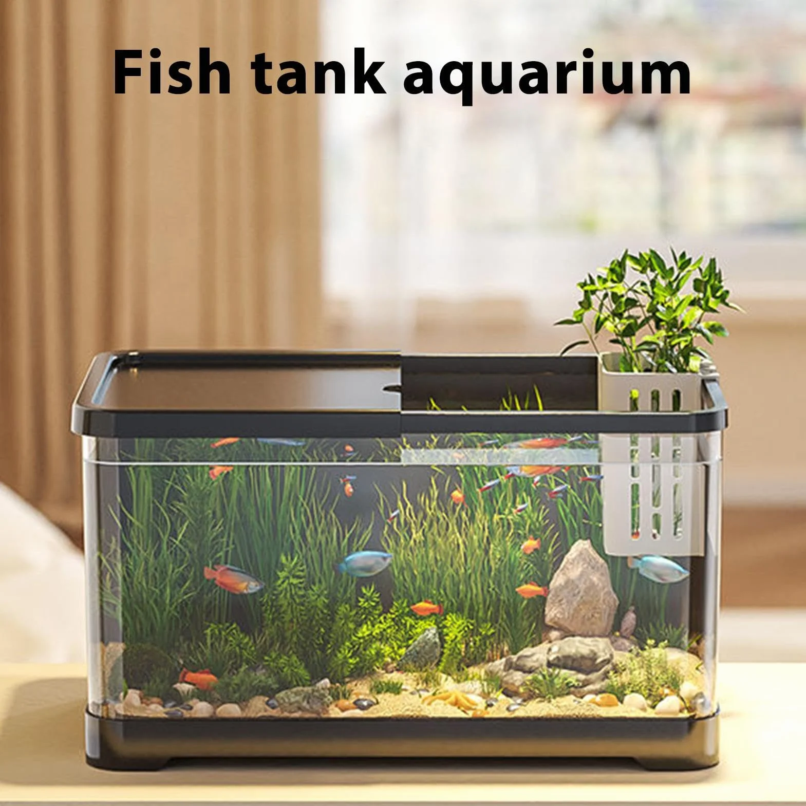 Kit de Démarrage d'Aquarium Polyvalent - Pour Poissons Rouges, Guppy - Petit Ensemble Décoratif d'Eau Salée