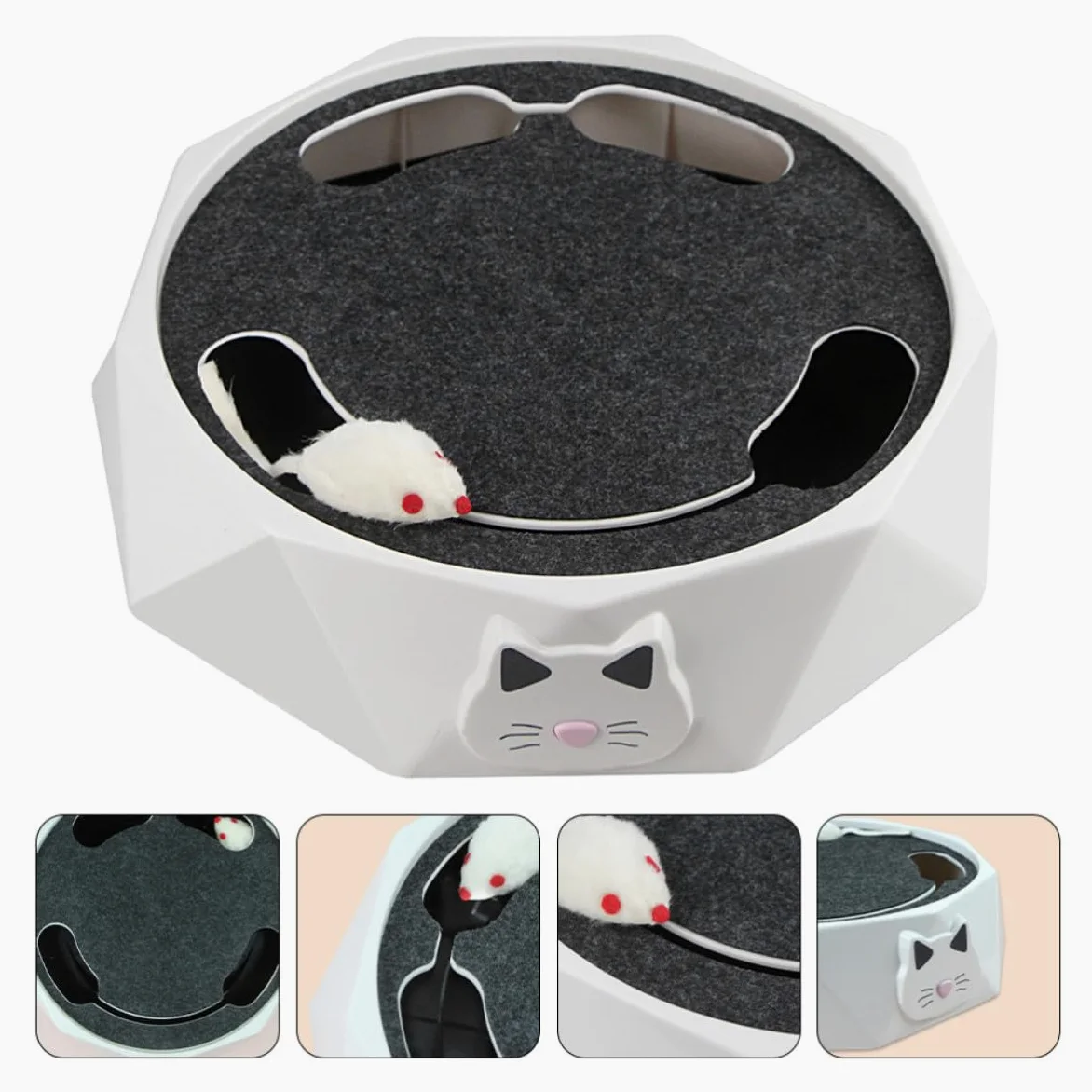 Interactif pour Chaton Souris Électrique Blanche Simulant L'action de Fouissage pour Stimuler L'instinct de Chasse et Exercice en Intérieur avec 3 Piles AA