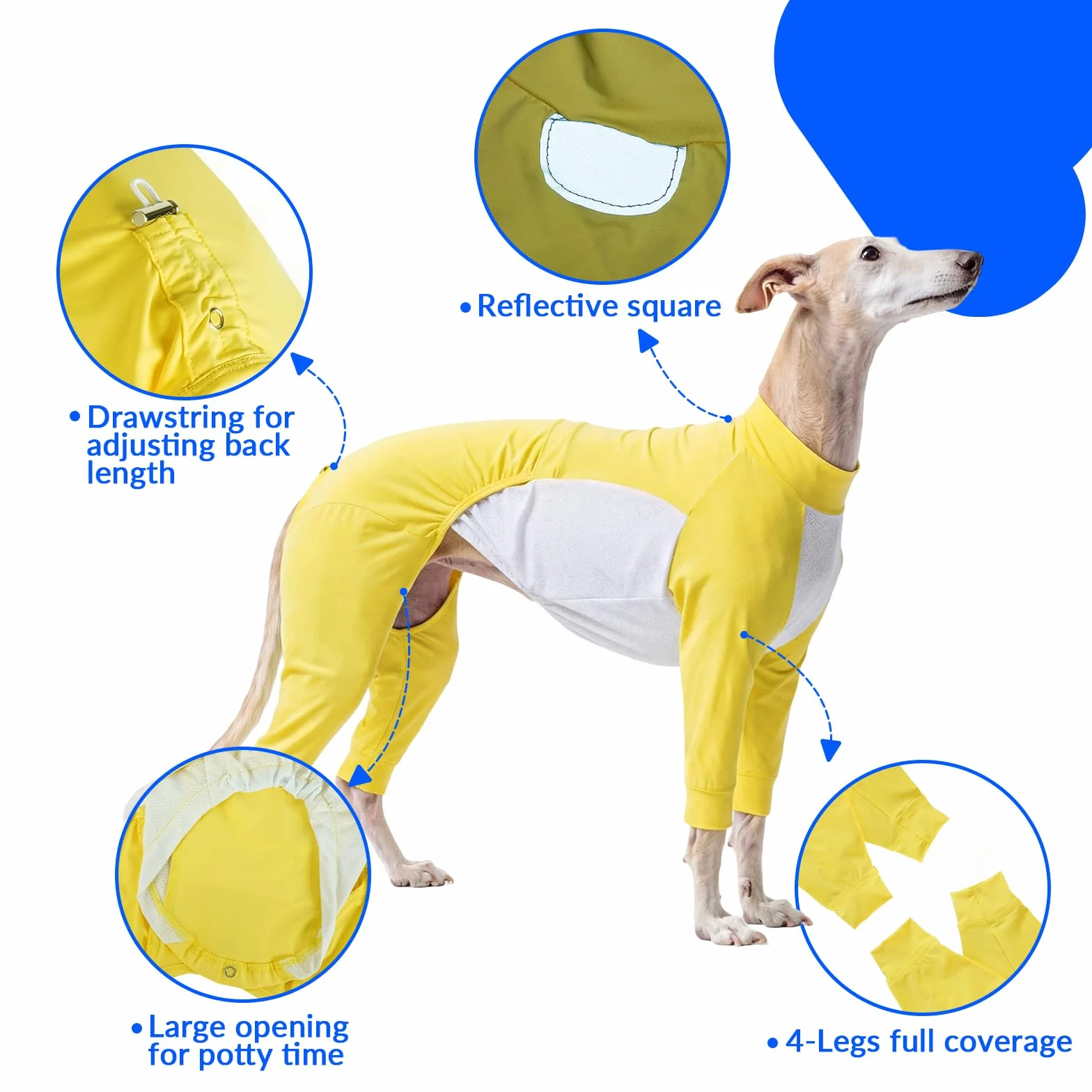Veste de Refroidissement pour Chien Respirant Anti Lechage UV Jaune 3XL