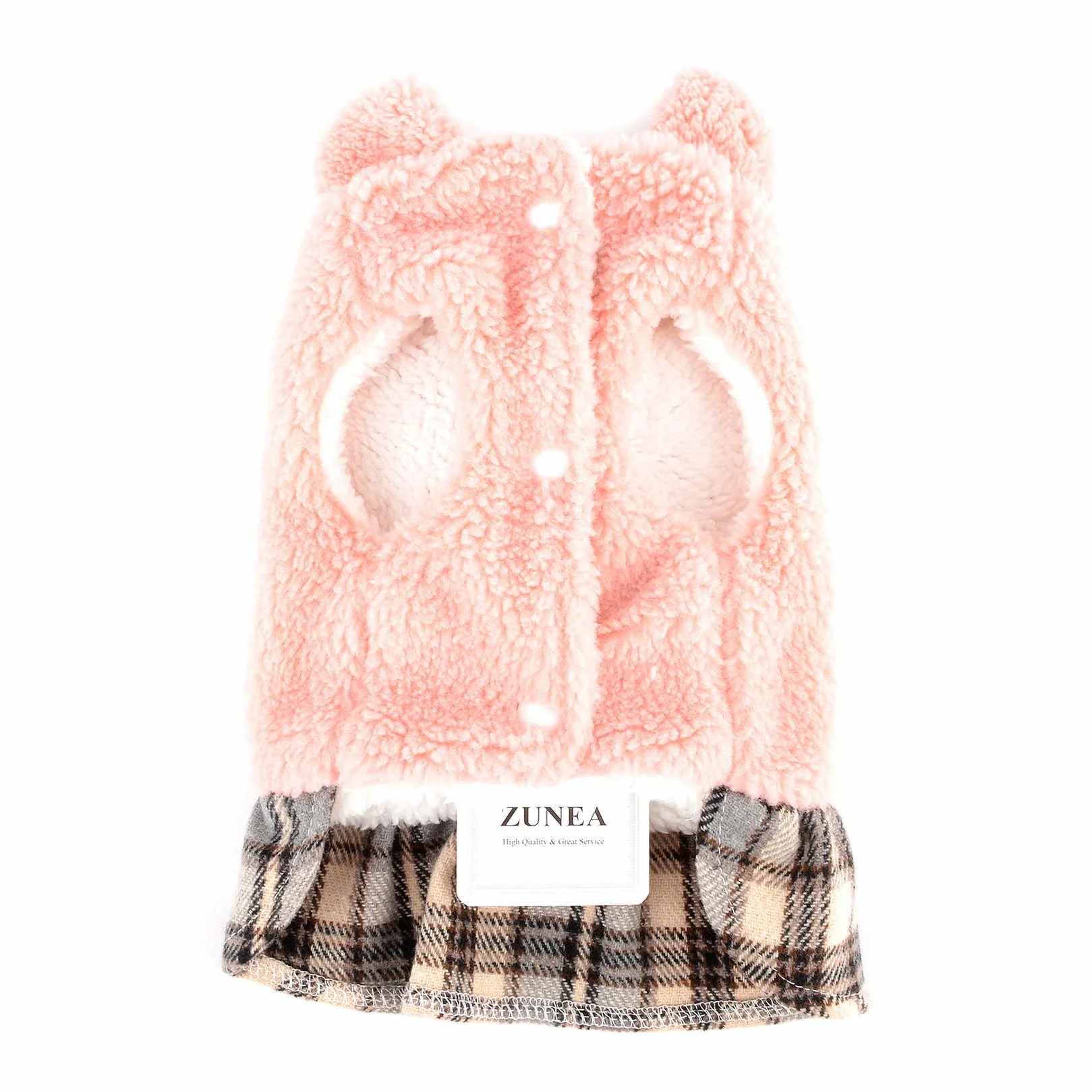 Zunea Robe d'hiver pour Chien Pull Polaire Chaude Manteau avec Anneau en D Motif Ours Rose S